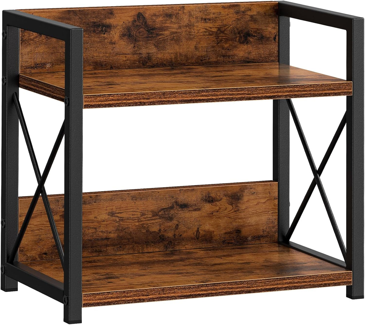 CARLA HOME 2-Tier Countertop Shelf Organizer Rustic Wood Kitchen Spice Rack for Storage, Condiments &amp; Cabinet Organization