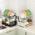 CARLA HOME 2-Tier Large Dish Drying Rack with Drainboard, Utensil Holder, Glass Hooks & Cutlery Storage (Black)