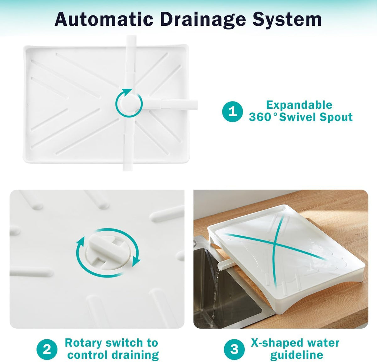 CARLA HOME 2-Tier Large Dish Drying Rack with Drainboard, Utensil Holder, Glass Hooks & Cutlery Storage (White)