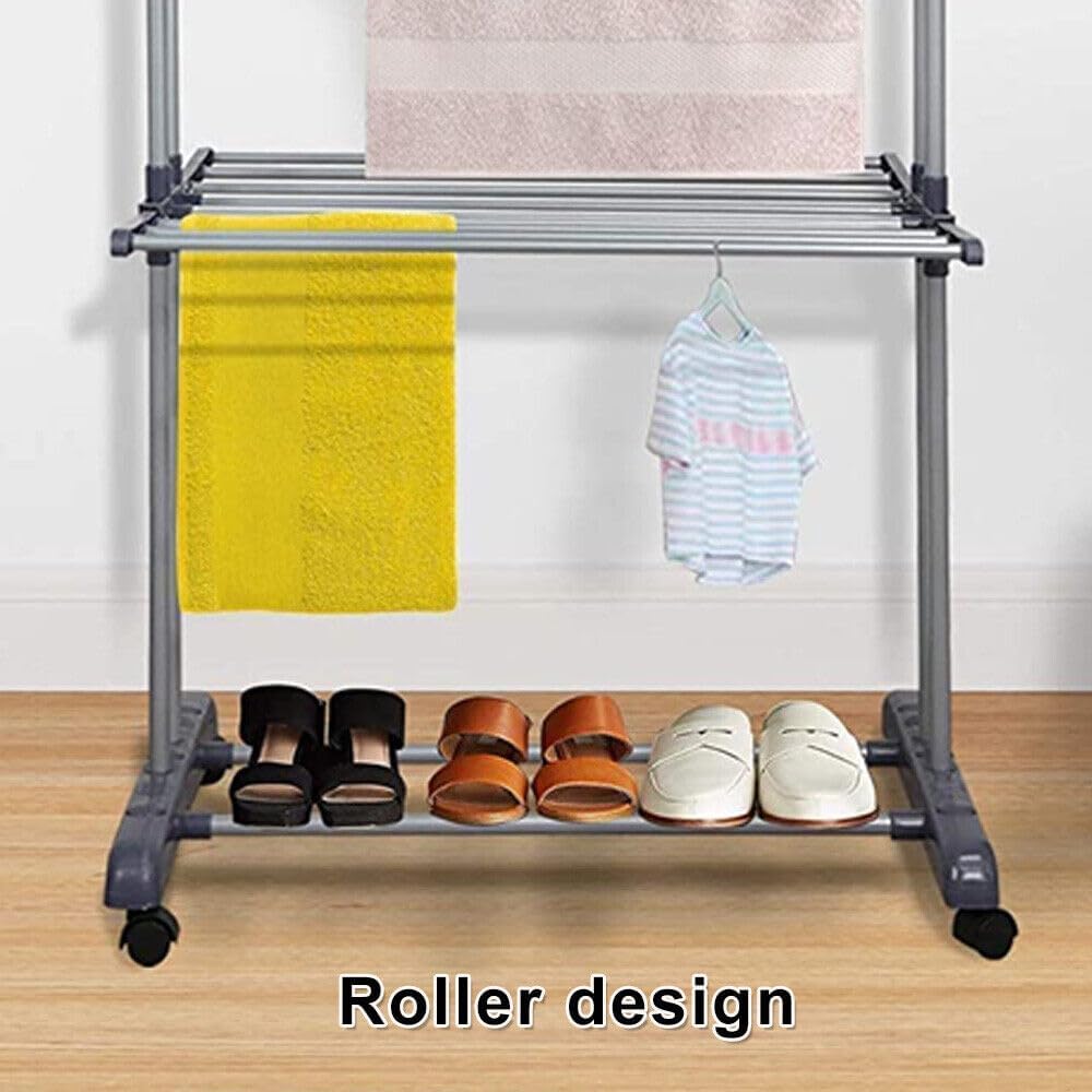 CARLA HOME Folding Clothes Drying Rack with Wheels and Adjustable Side Wings for Laundry Rack and Clothes Storage (Upgraded Model)