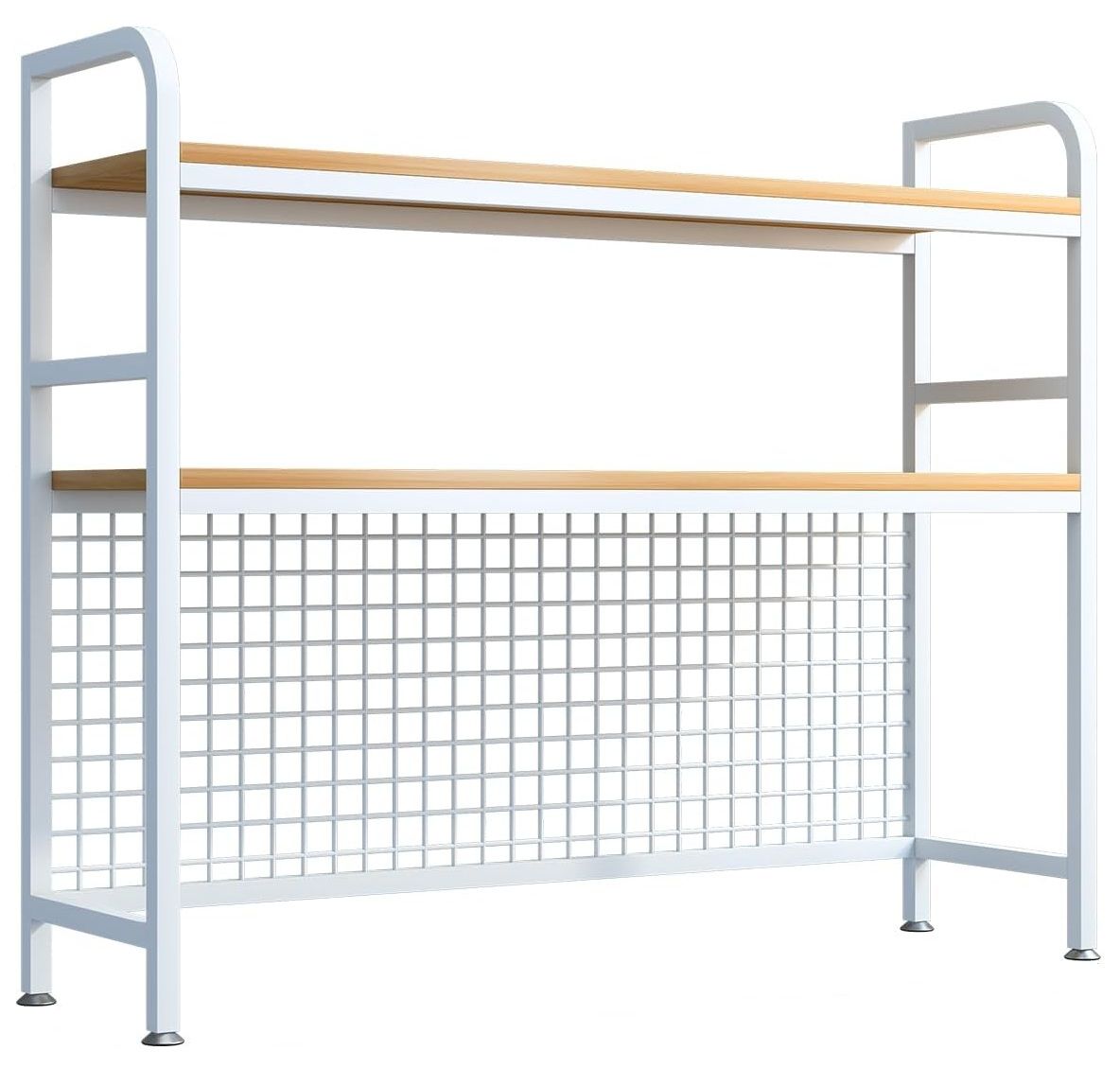 CARLA HOME  2-Tier Metal Desktop Hutch Bookshelf with Grid Panel for Computer Desk and Office Countertop