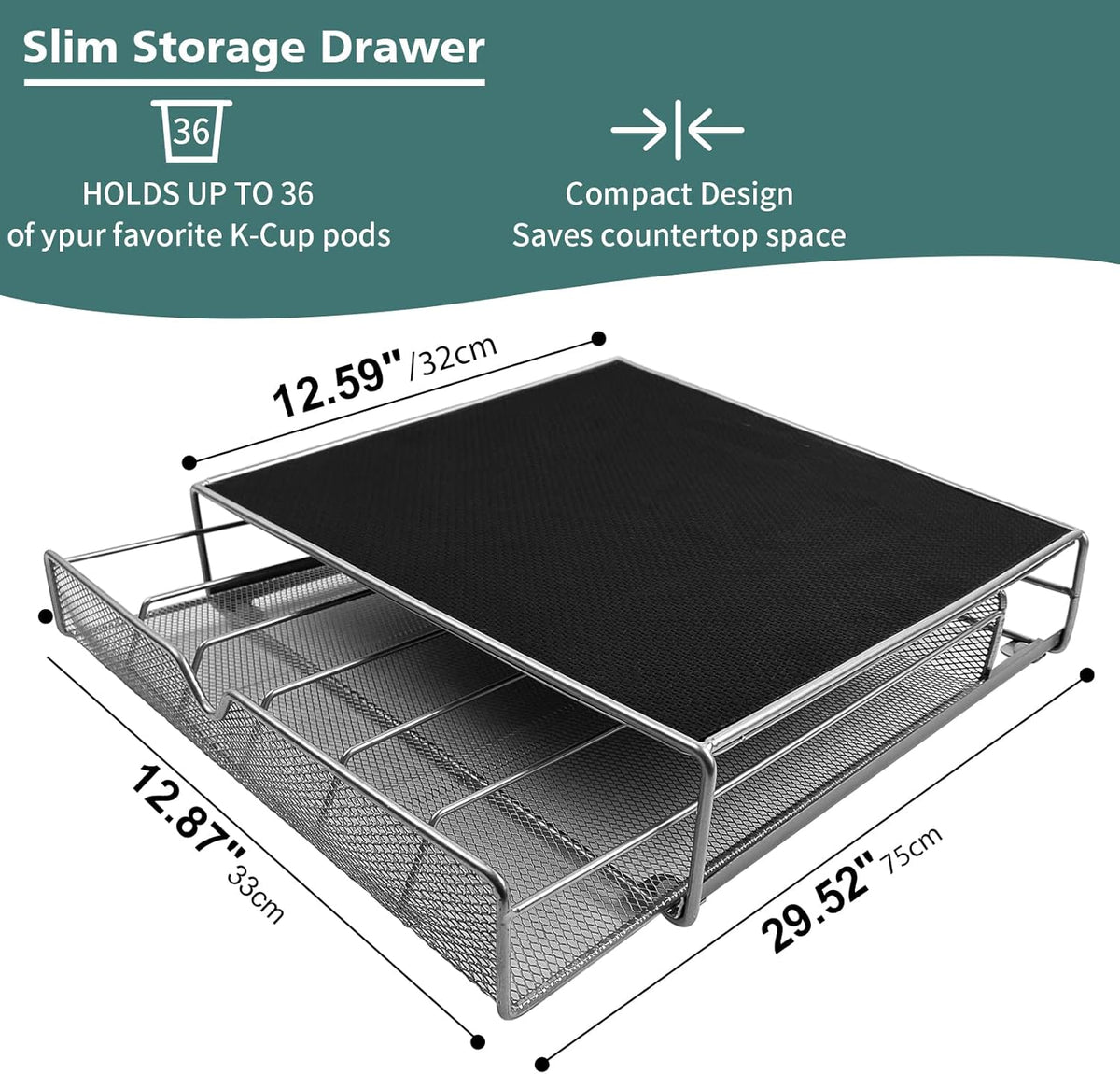 CARLA HOME K-Cup Coffee Pod Drawer for 36 Coffee Pods Storage for Home Kitchen Counter Organizer