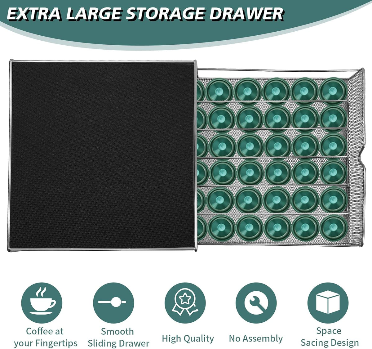 CARLA HOME K-Cup Coffee Pod Drawer for 36 Coffee Pods Storage for Home Kitchen Counter Organizer