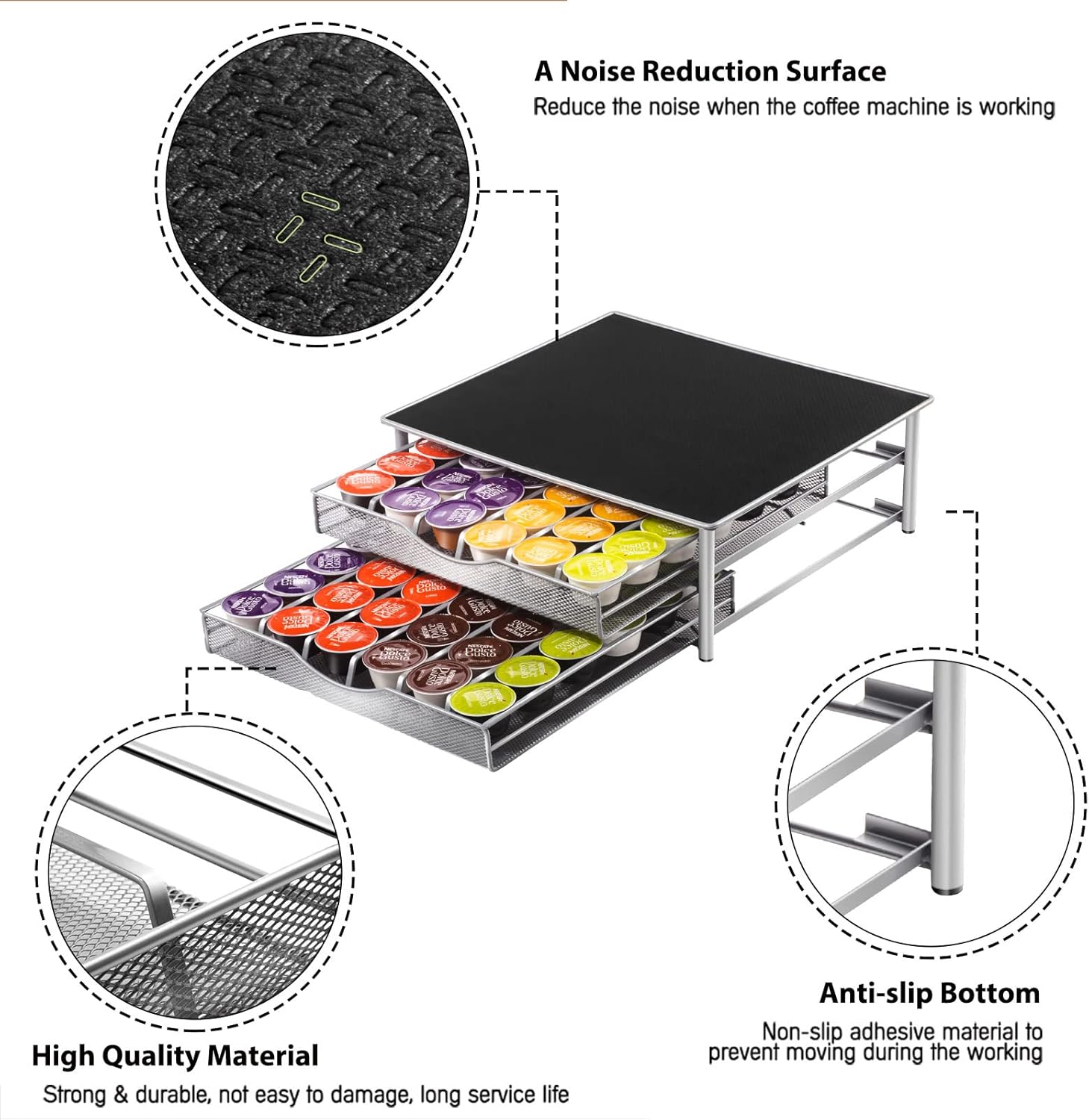CARLA HOME K-Cup Coffee Pod Drawer for 72 Coffee Pods Storage for Home Kitchen Counter Organizer