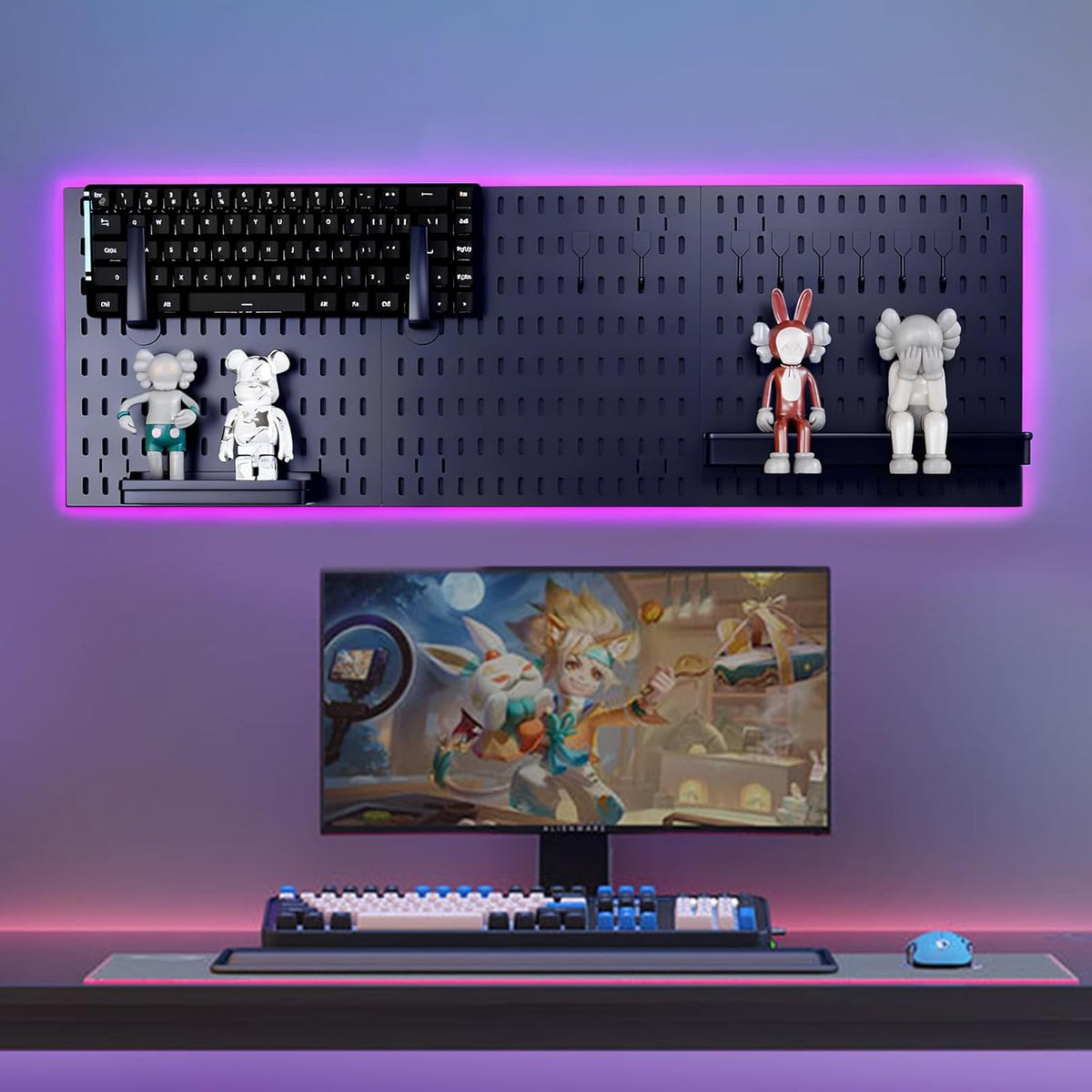 CARLA HOME Pegboard Wall Organizer Kit with 3 Modular Black Panels &amp; 17 Accessories for Gaming, Office &amp; Craft Storage