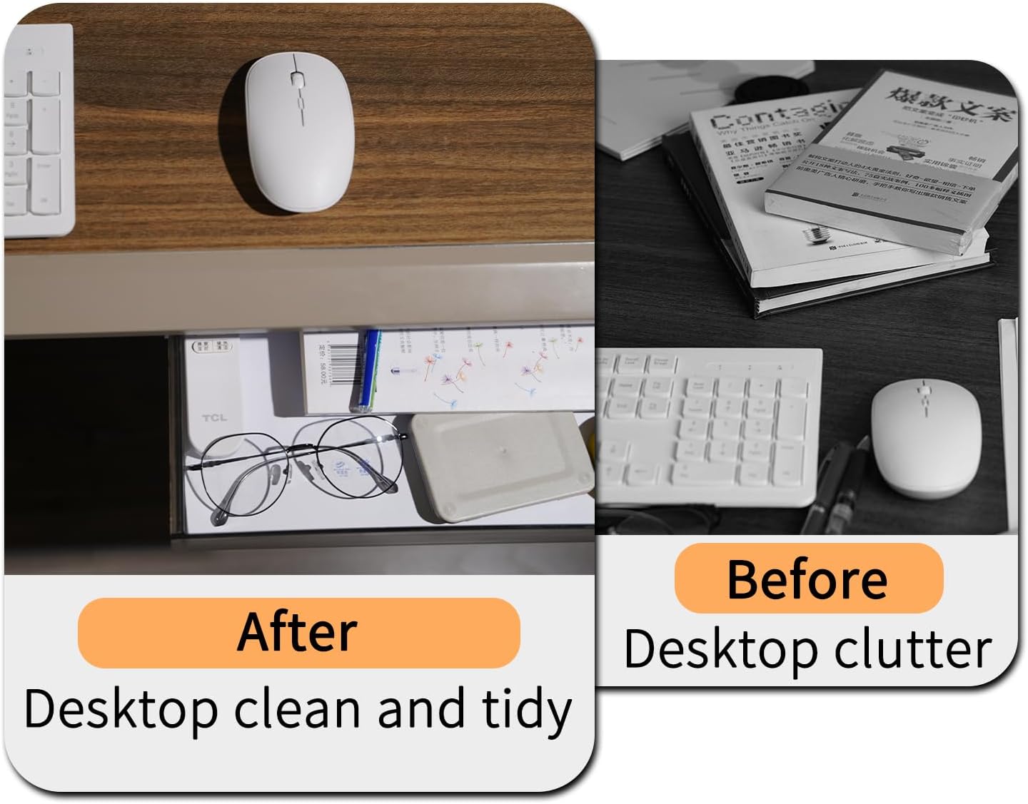 CARLA HOME 3‑Pack Under Desk Storage Drawers Hidden Pull‑Out Organizer for Office & Home