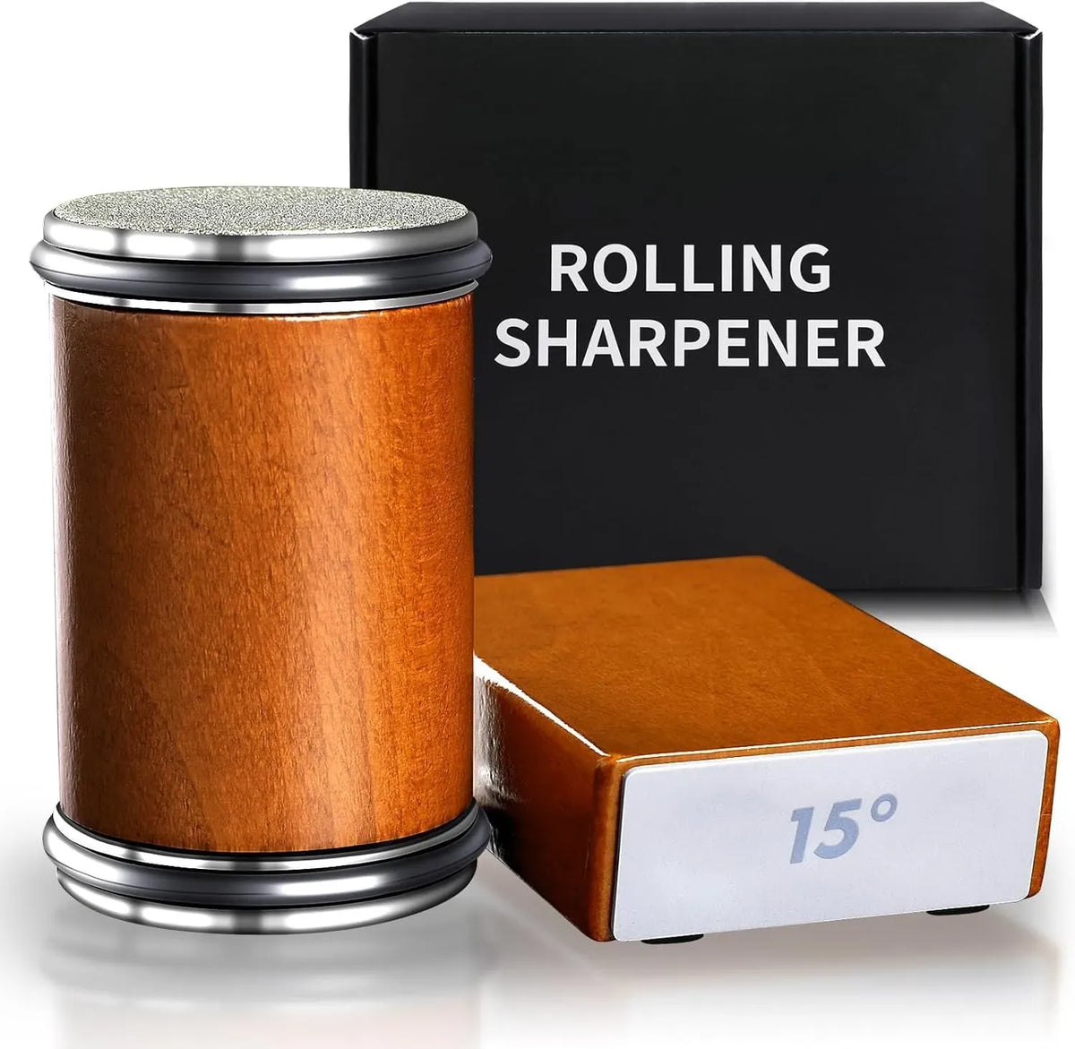 CARLA HOME Rolling Knife Sharpener - Brown - 15° &amp; 20° Angle - Kitchen Appliances Knife Sharpeners