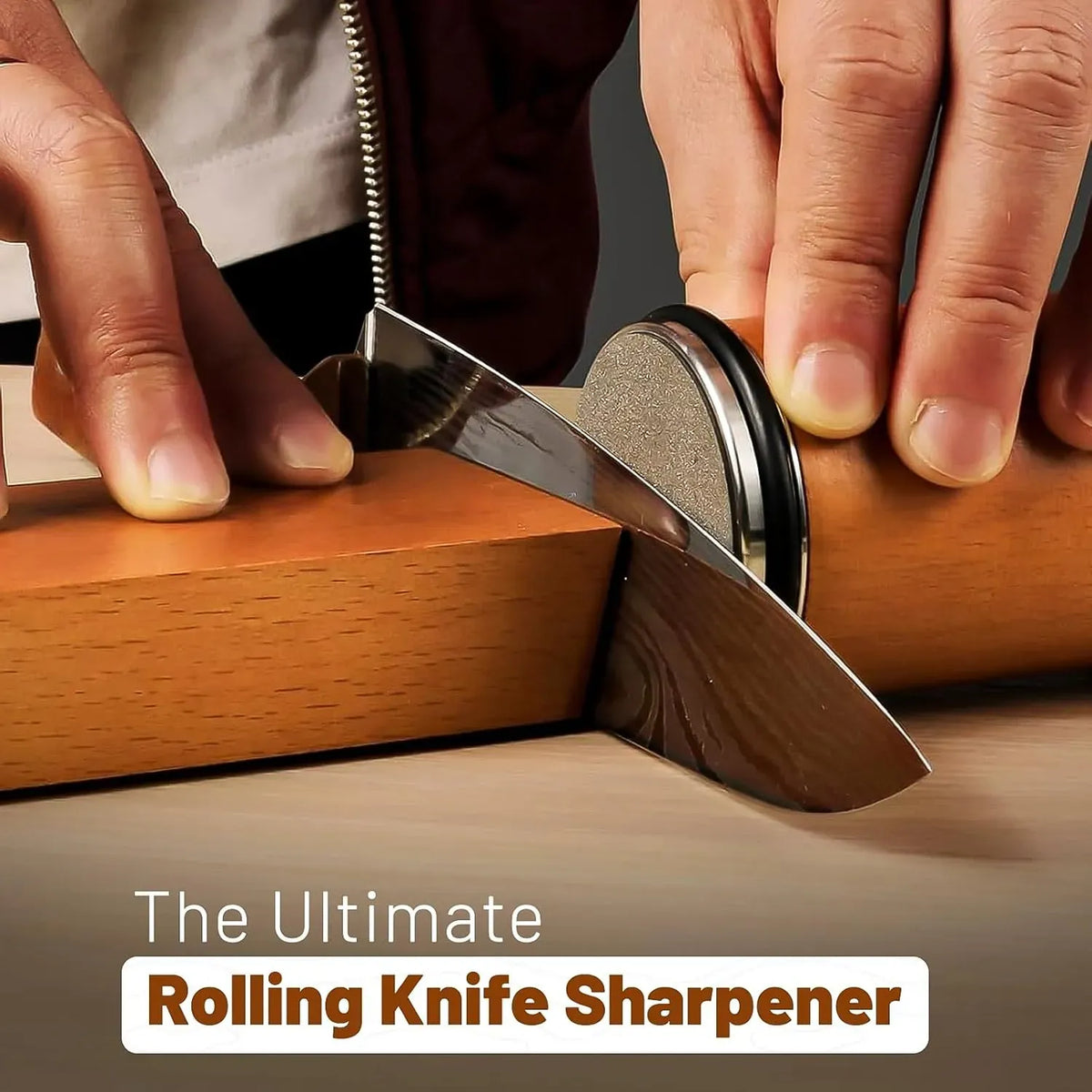 CARLA HOME Rolling Knife Sharpener - Brown - 15° & 20° Angle - Kitchen Appliances Knife Sharpeners
