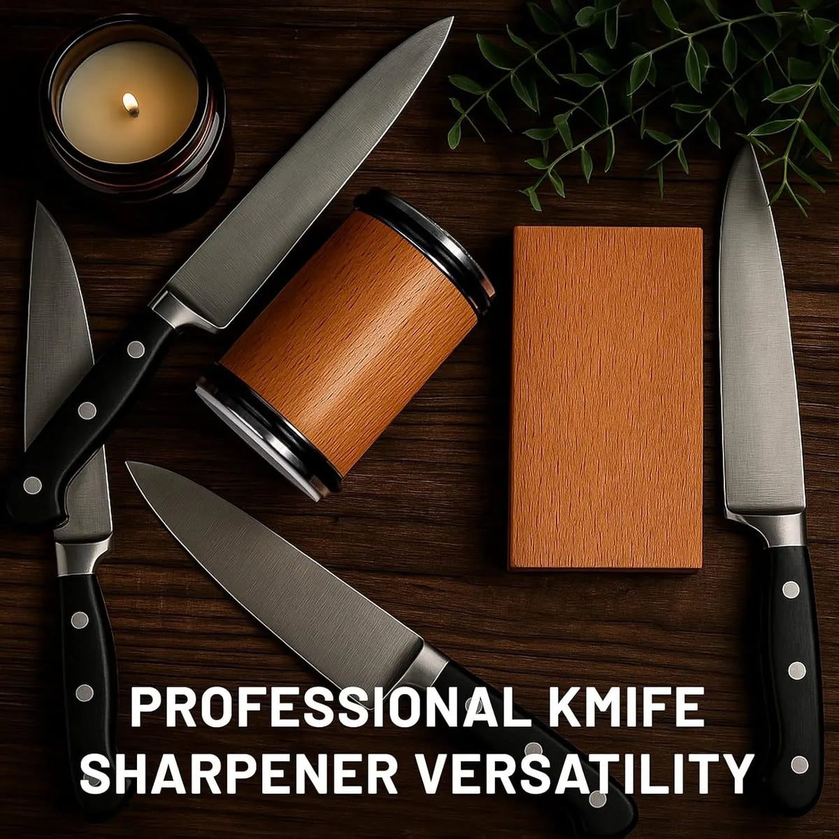 CARLA HOME Rolling Knife Sharpener - Brown - 15° & 20° Angle - Kitchen Appliances Knife Sharpeners