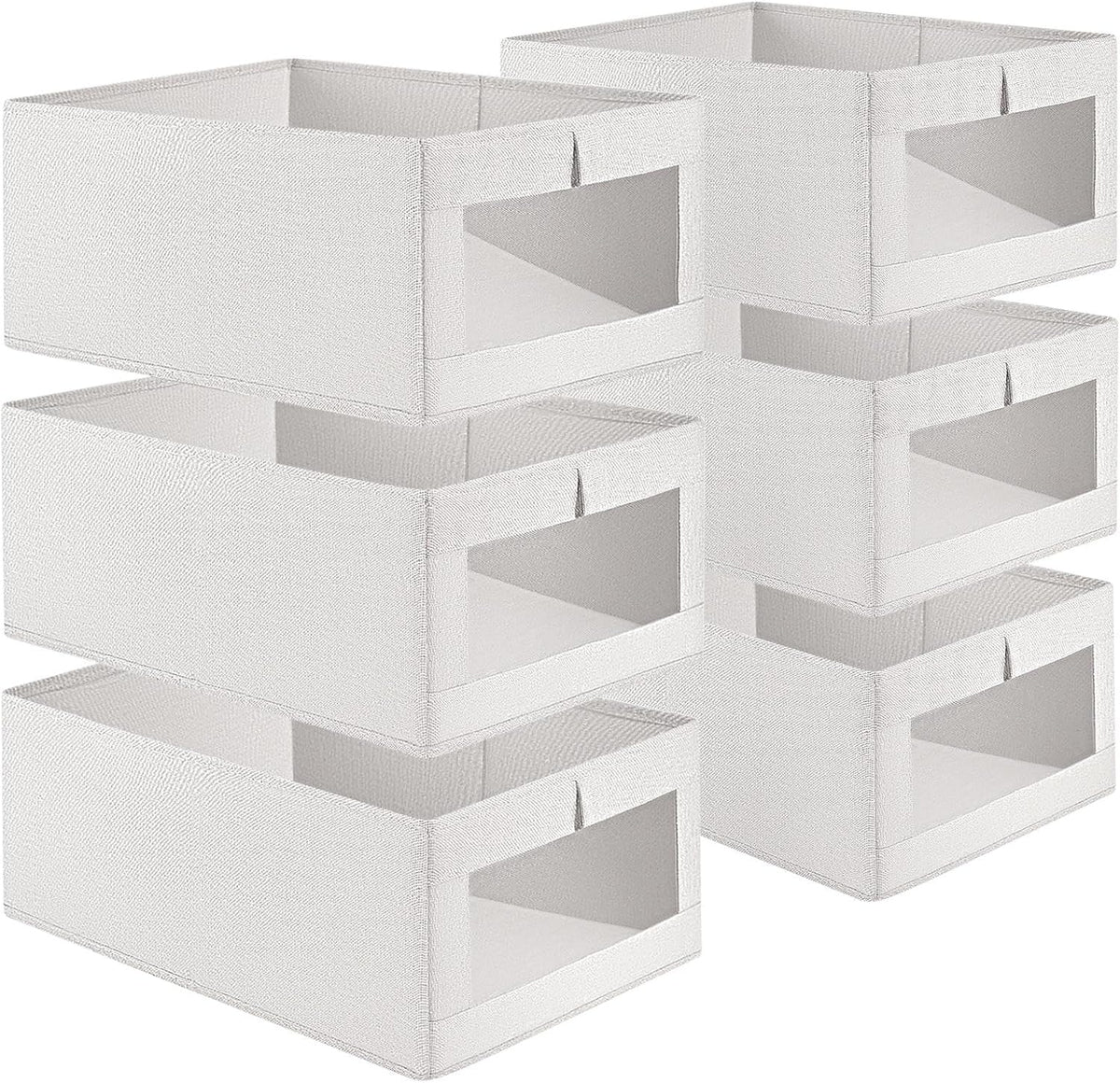 CARLA HOME 6 Pack Closet Storage Bins with Clear Window for Shelves, Clothes, Toys, Wardrobe &amp; Bedroom Organization