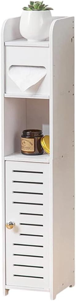 CARLA HOME Slim Bathroom Cabinet with Toilet Paper Holder for Toilet or Laundry Room