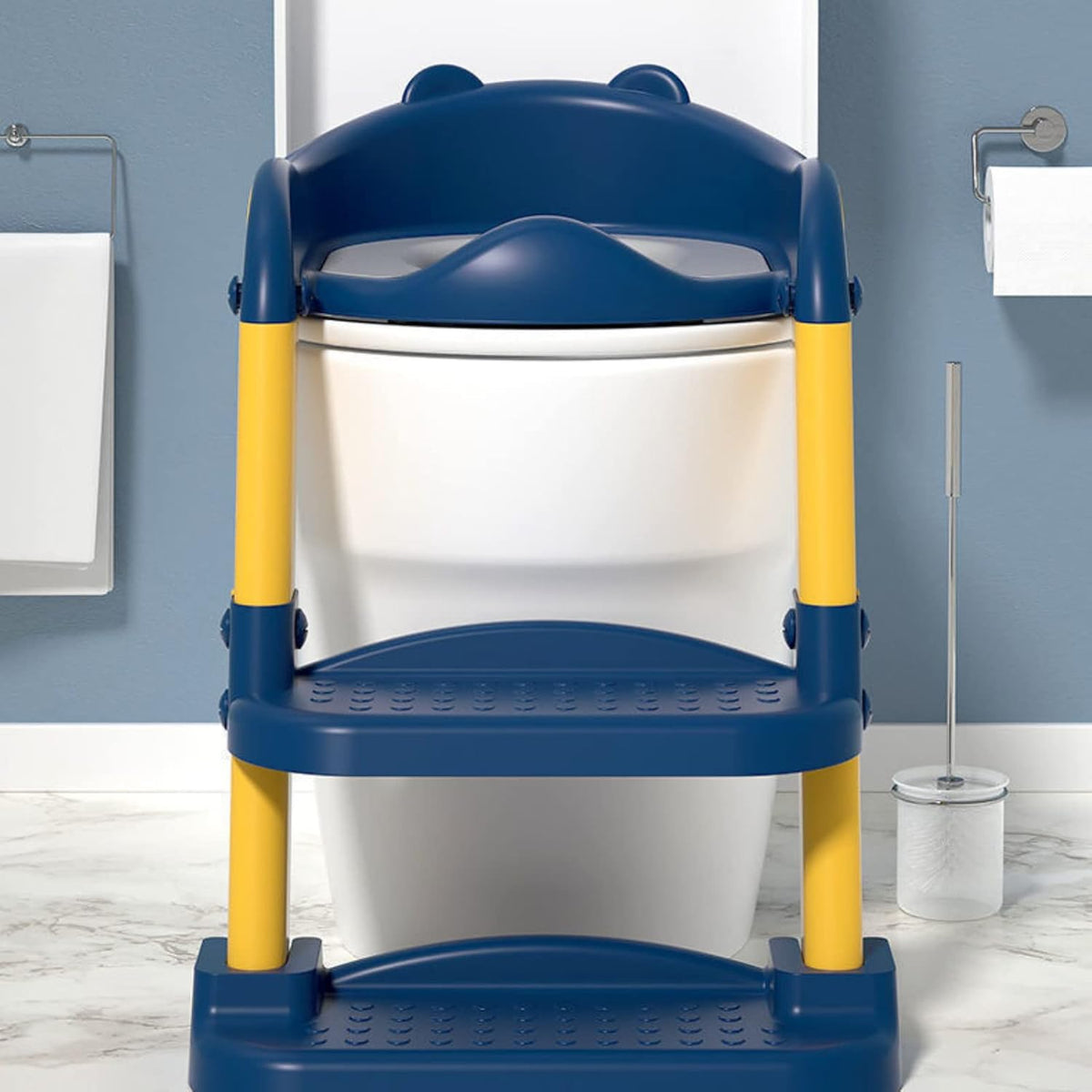 CARLA HOME Potty Training Seat with Step Stool Ladder with Anti-Slip Design, Soft Cushion & Foldable Structure for Kids Bathroom Independence