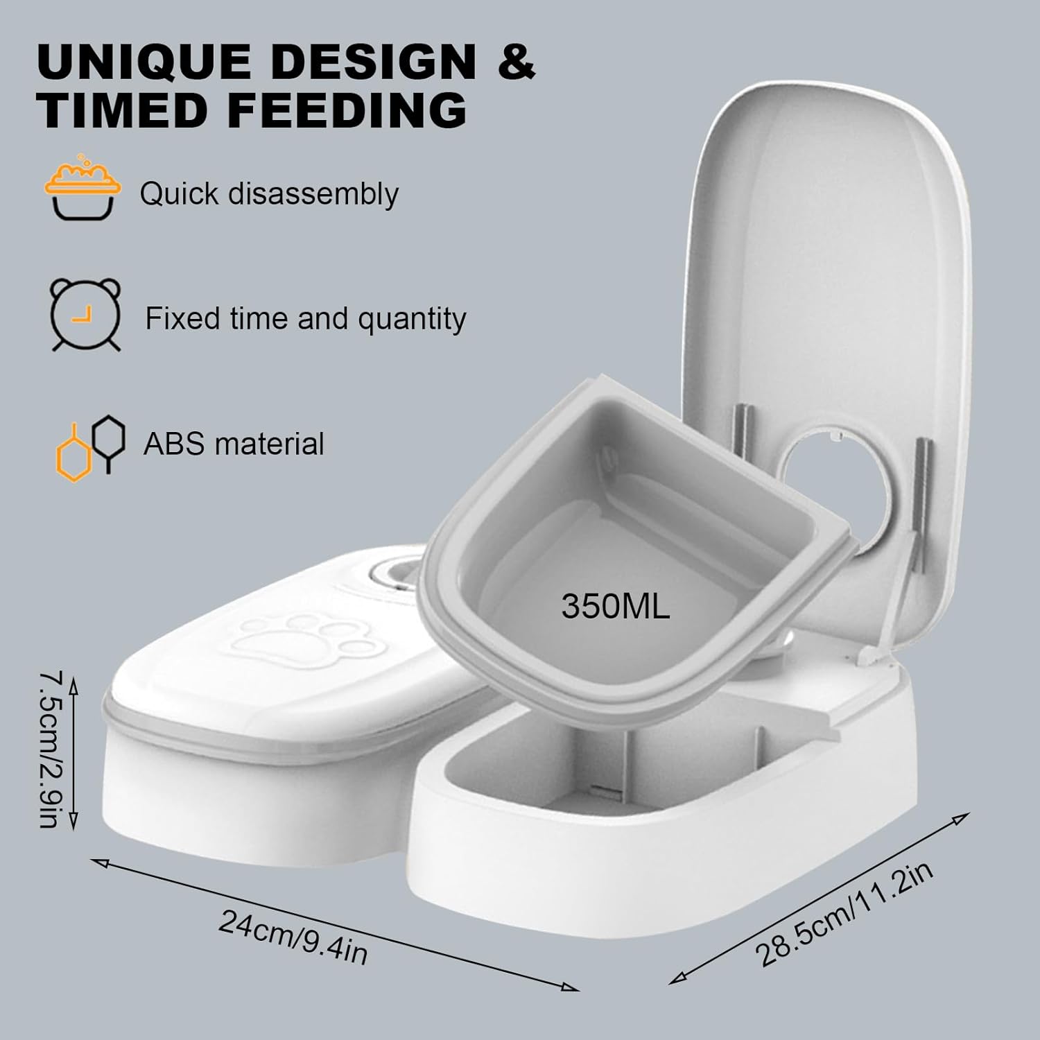 CARLA HOME 2 Meal Automatic Pet Feeder with Timer for Cat & Dog Wet & Dry Food (Dual Bowl 700ML)