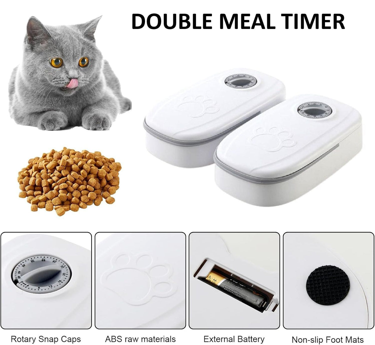 CARLA HOME 2 Meal Automatic Pet Feeder with Timer for Cat & Dog Wet & Dry Food (Dual Bowl 700ML)