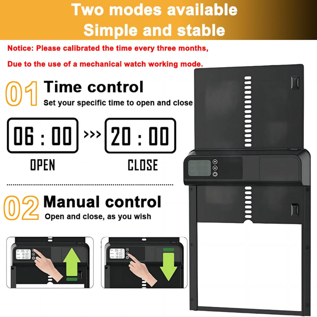CARLA HOME Automatic Chicken Coop Door with Timer & LCD Screen, Anti-Pinch Safety, Easy Battery Operation & Weatherproof for Outdoor Coops