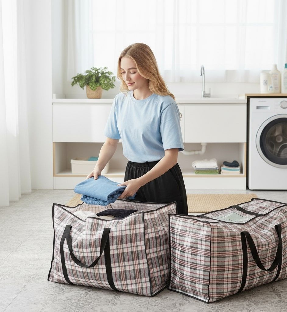 CARLA HOME 6 Pack Large Moving Storage Bags with Zipper & Handles for Clothes, Bedding, Blankets, Dorm & Travel (80x55x25cm)