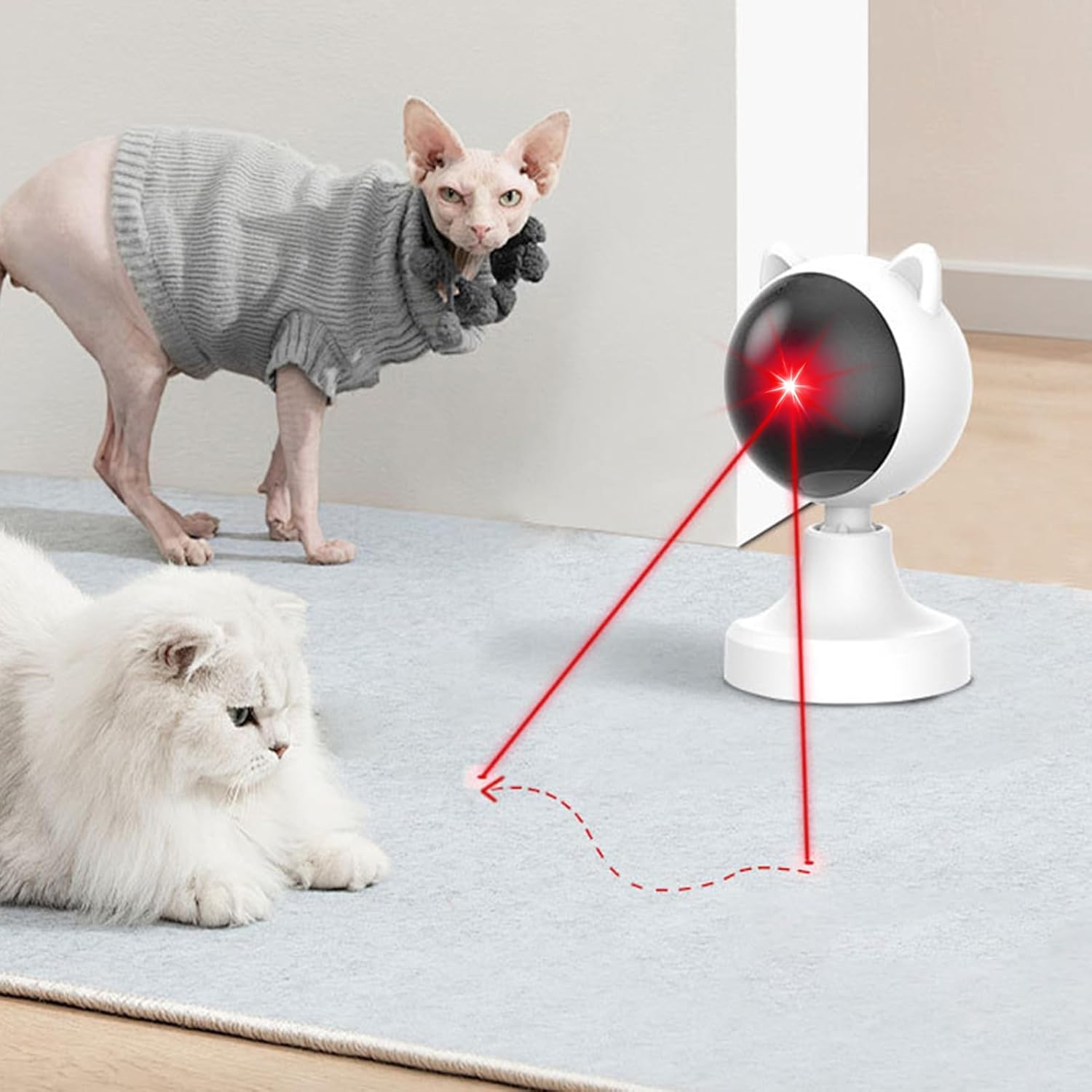 CARLA HOME Interactive Laser Toy for Cats with Adjustable Angle, USB Rechargeable & 2 Speed Modes