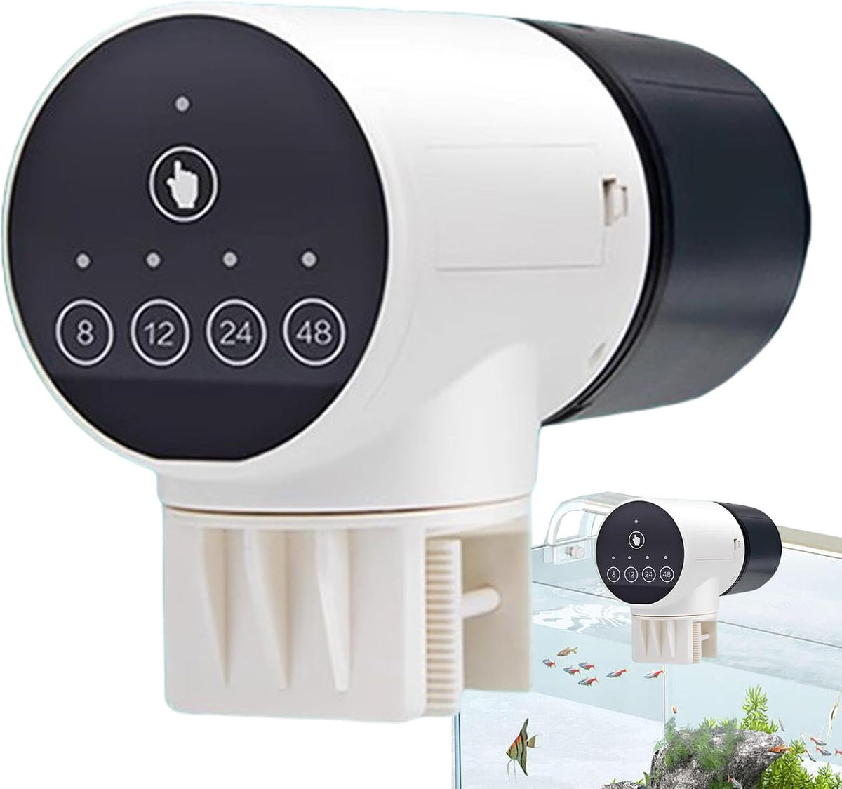 CARLA HOME Automatic Fish Feeder with Timer, Moistureproof Dispenser &amp; Rechargeable Feeding for Aquarium or Tank