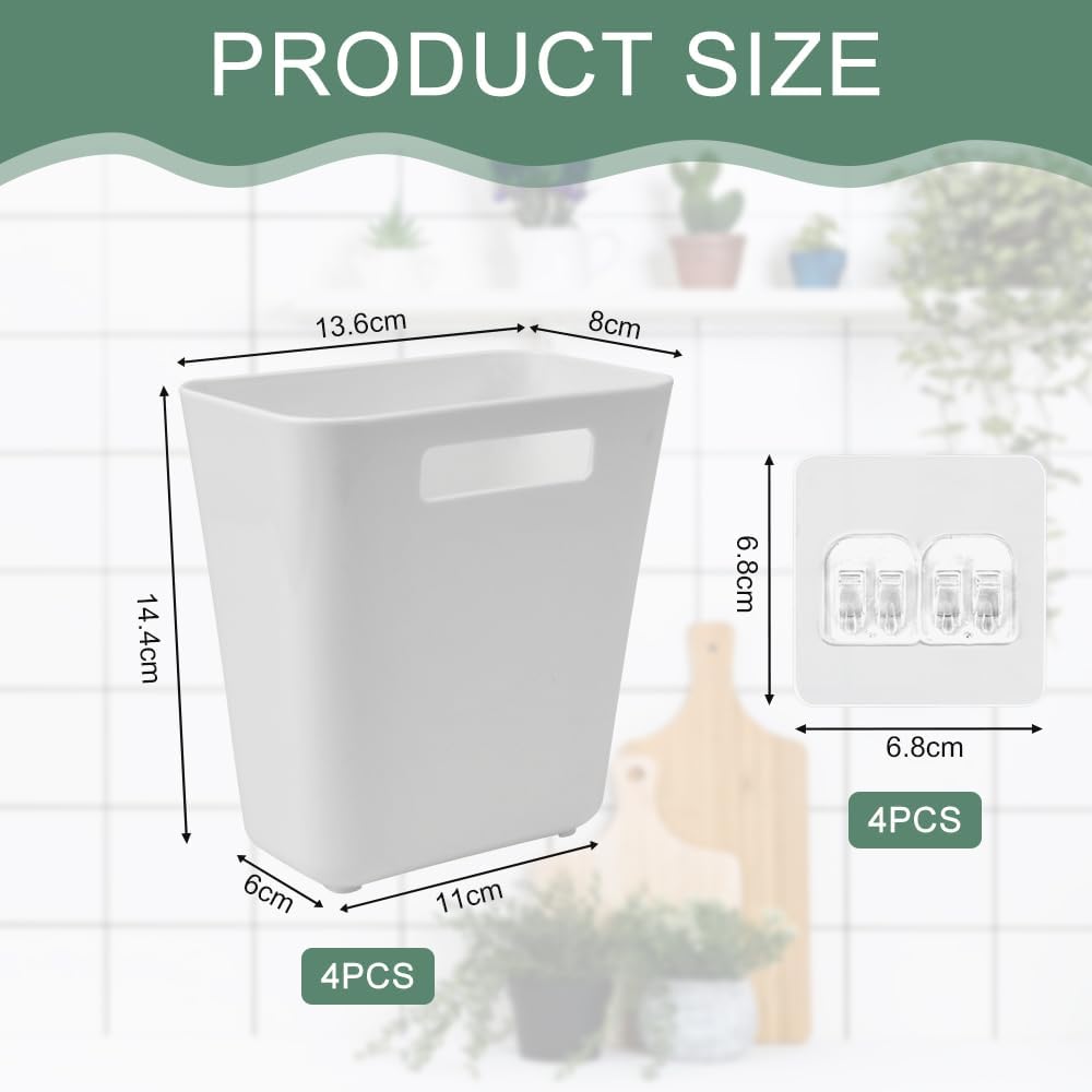 CARLA HOME 4-Pack Self-Adhesive Wall Storage Box for Cabinet Doors, Kitchen, Bathroom & Office