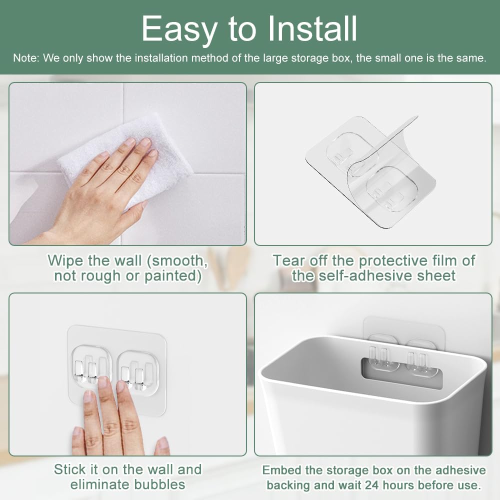 CARLA HOME 4-Pack Self-Adhesive Wall Storage Box for Cabinet Doors, Kitchen, Bathroom & Office