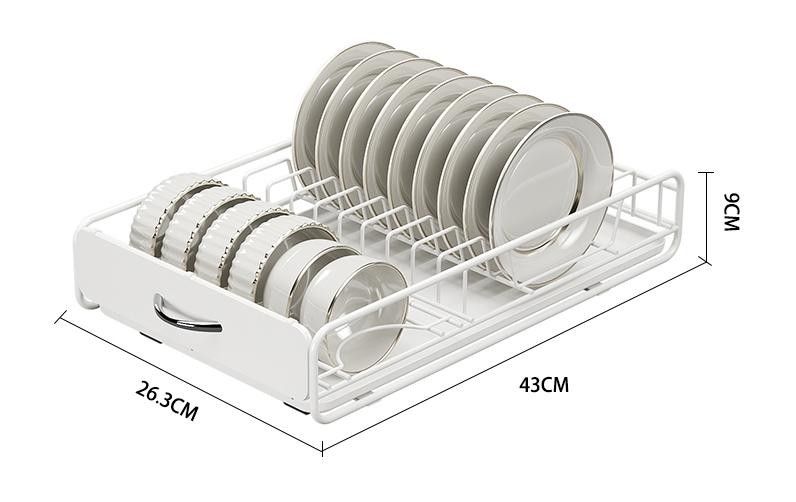 CARLA HOME 2 Pack Pull Out Dish Rack for Kitchen Cabinet with Slide Out Drawer Organizer for Plates, Bowls & Utensils