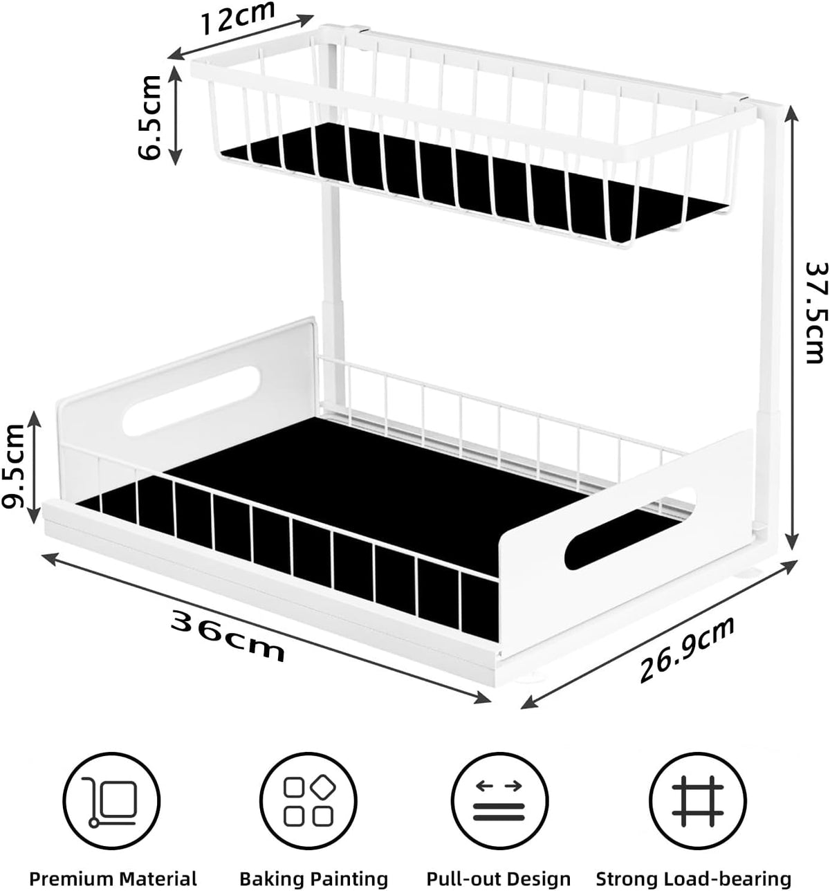 CARLA HOME 2 pack Under Sink Organiser with Sliding Drawers & 2 tier for Kitchen & Bathroom
