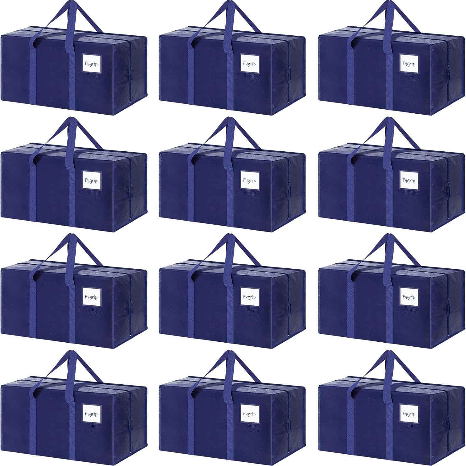 CARLA HOME 12-Pack Large Moving Storage Bags with Zippers & Handles with 95 Liters Capacity for Space Saving, Travel, Camping & Organization (Blue)