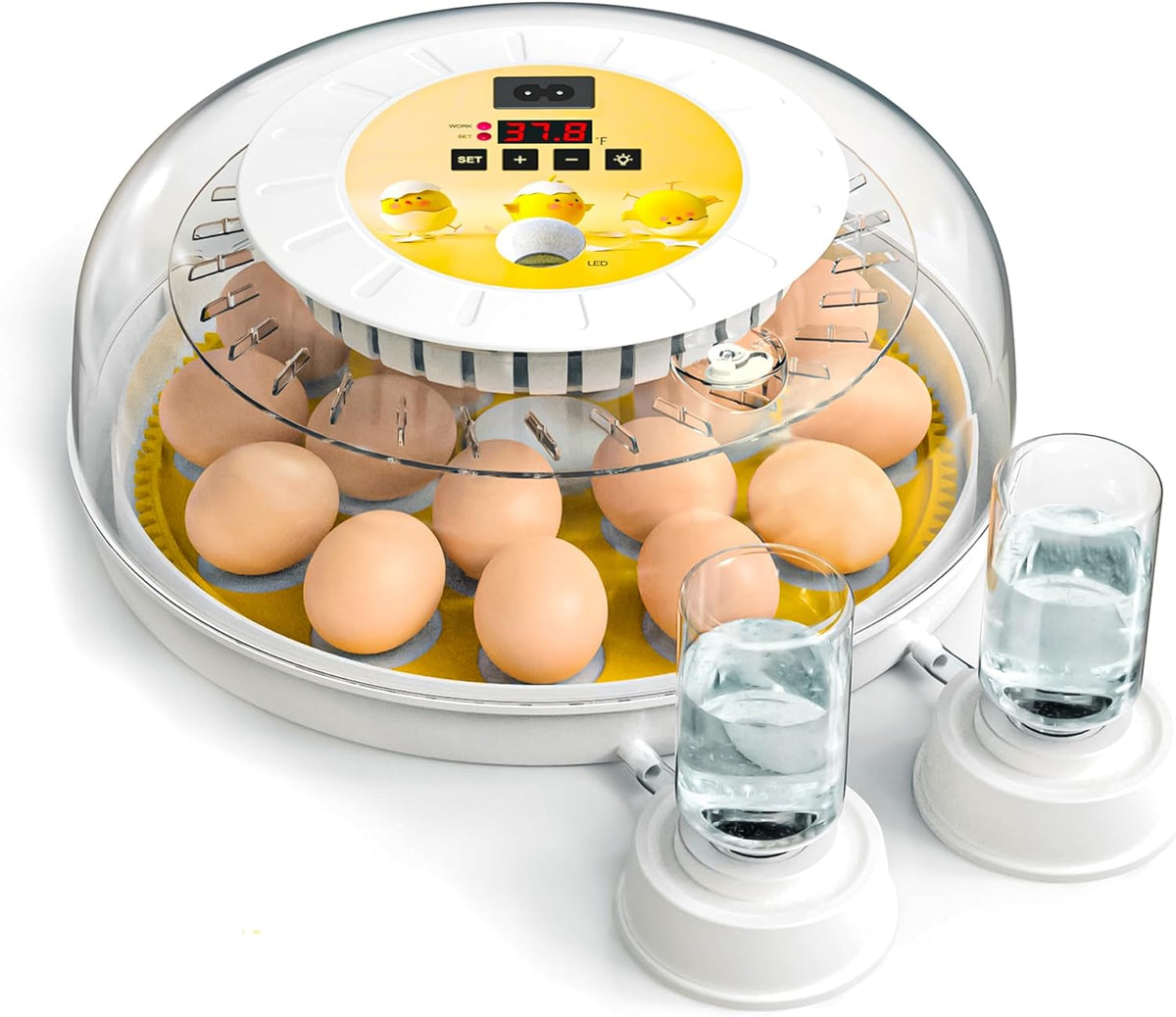 CARLA HOME 18 Egg Incubator with Automatic Turning, LED Display, Humidity &amp; Temperature Control, Auto Water System &amp; Built-in Egg Candler for Chicken, Duck, Quail, Goose