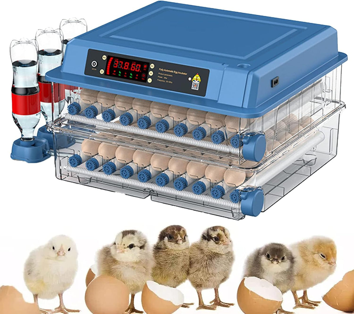 CARLA HOME 128 Egg Incubator with Automatic Turning, LED Display, Humidity &amp; Temperature Control, Auto Water System &amp; Built-in Egg Candler for Chicken, Duck, Quail, Goose