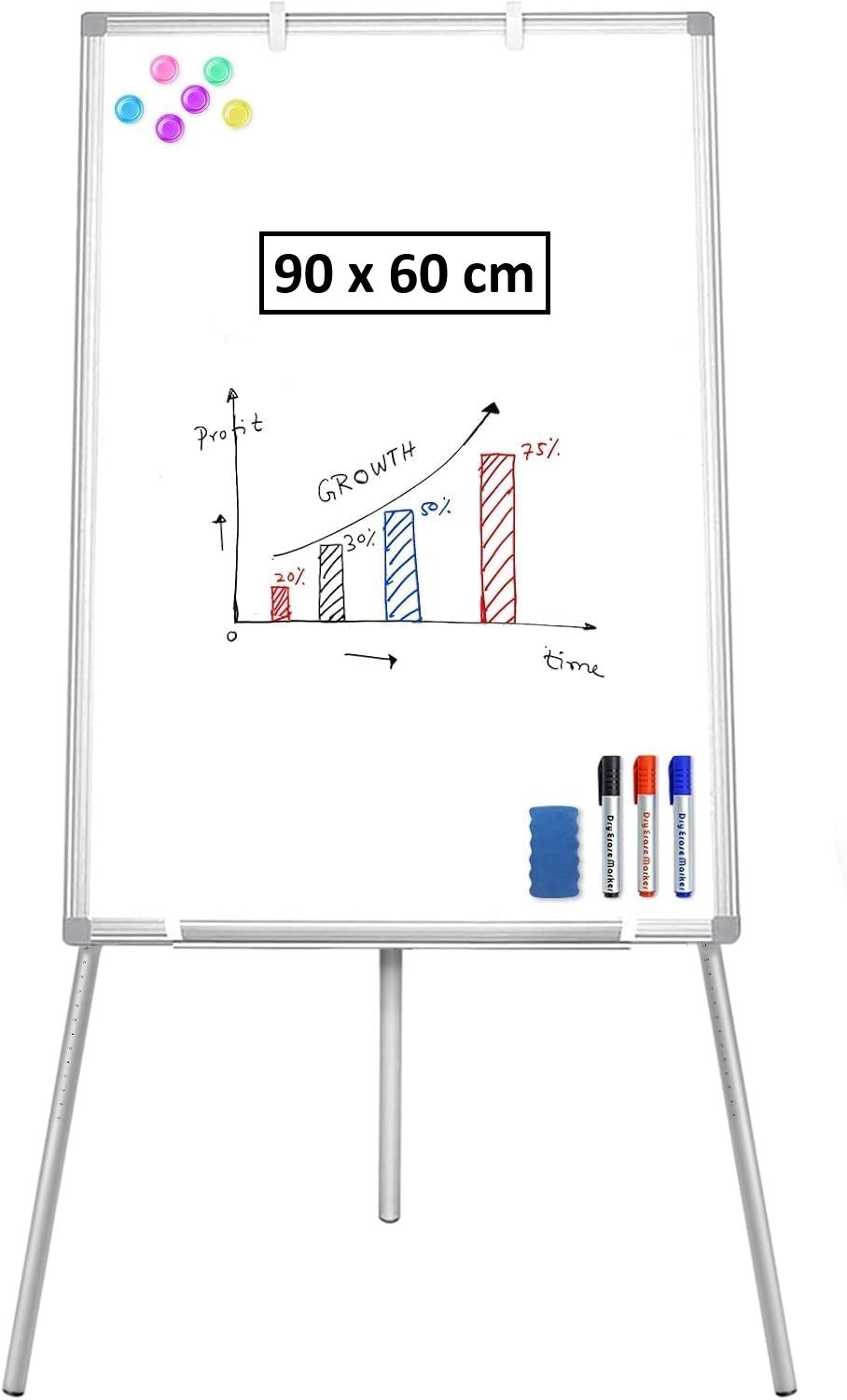 CARLA HOME Whiteboard Easel Portable Magnetic Dry Erase Board with Adjustable Tripod Stand &amp; Height Adjustable for Office &amp; Home (90x60cm)
