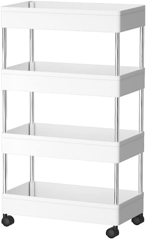 CARLA HOME Slim Storage Cart Organizer Trolley with Wheels for Kitchen, Bathroom, Laundry & Narrow Spaces (4 tier)