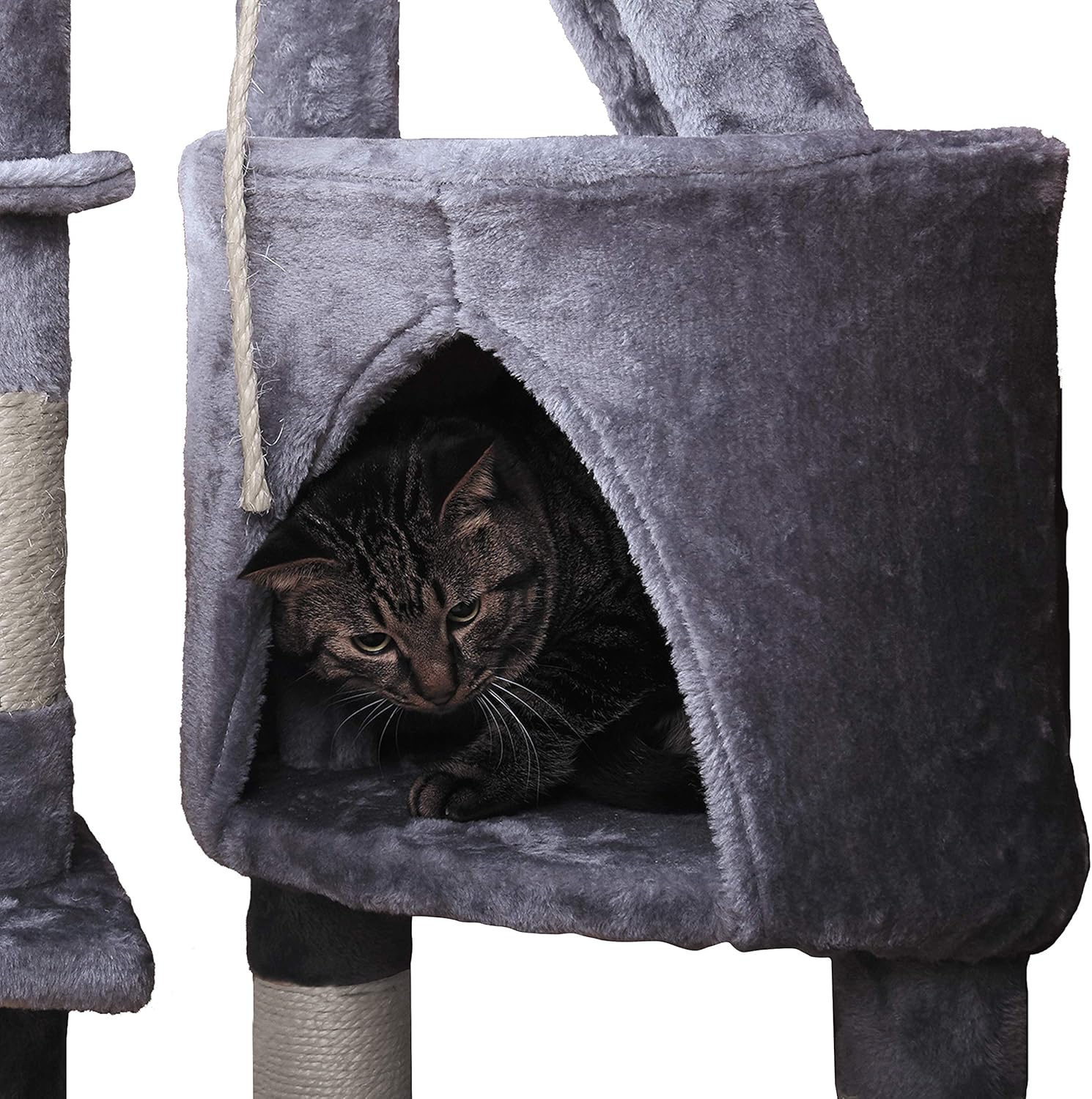 CARLA HOME 120cm Cat Tree for Indoor Cats with Condo, Hammock & Plush Perchfor for Kittens & Adult Cats