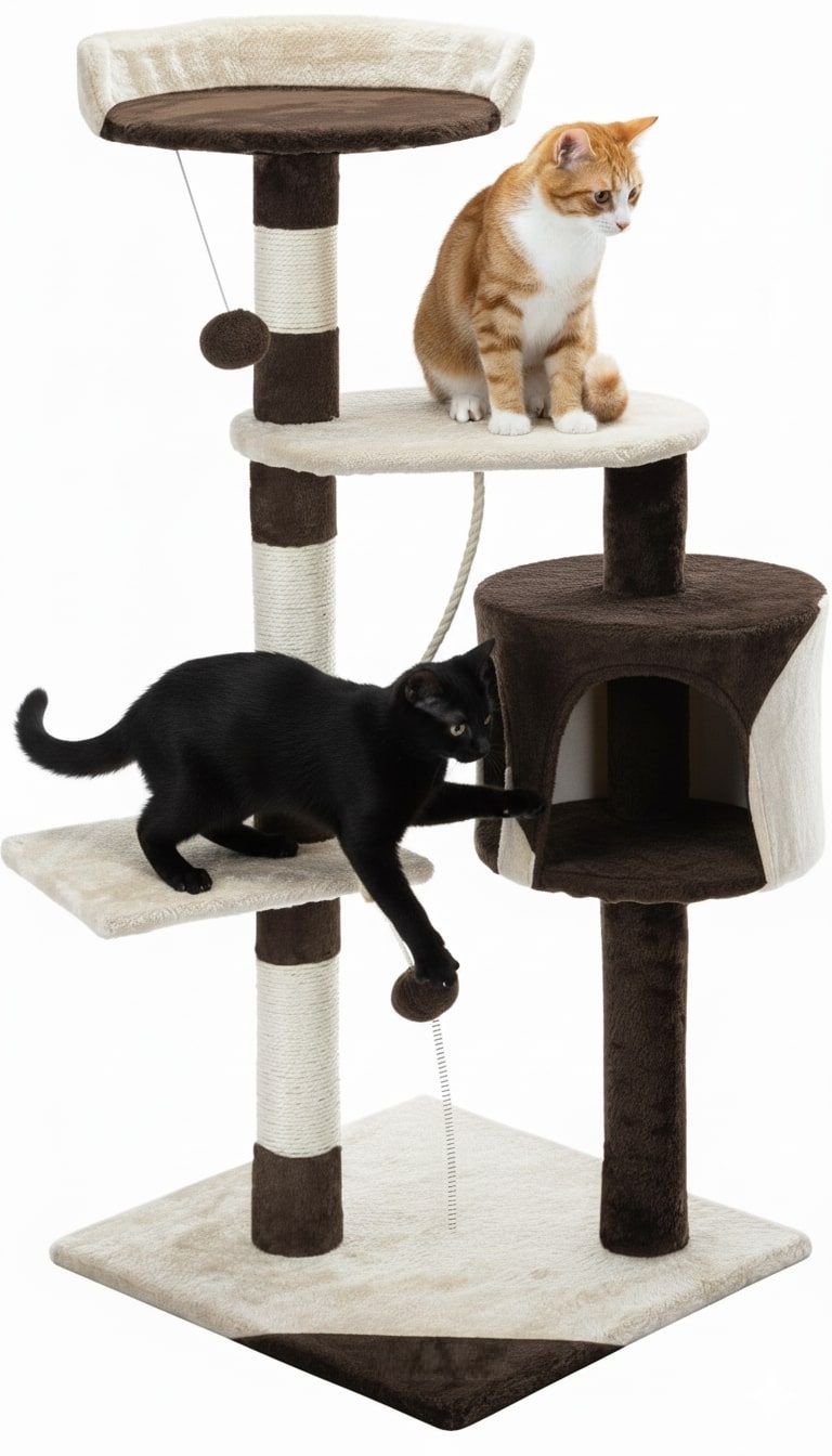 CARLA HOME 140cm Cat Tree for Indoor Cats with Plush Perch, Sisal Scratching Posts &amp; Condo for Kittens &amp; Adult Cats (Beige)
