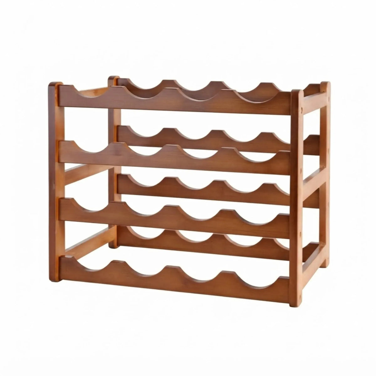 CARLA HOME 4 Tier Wooden Wine Rack, 16 Bottle Storage, Brown