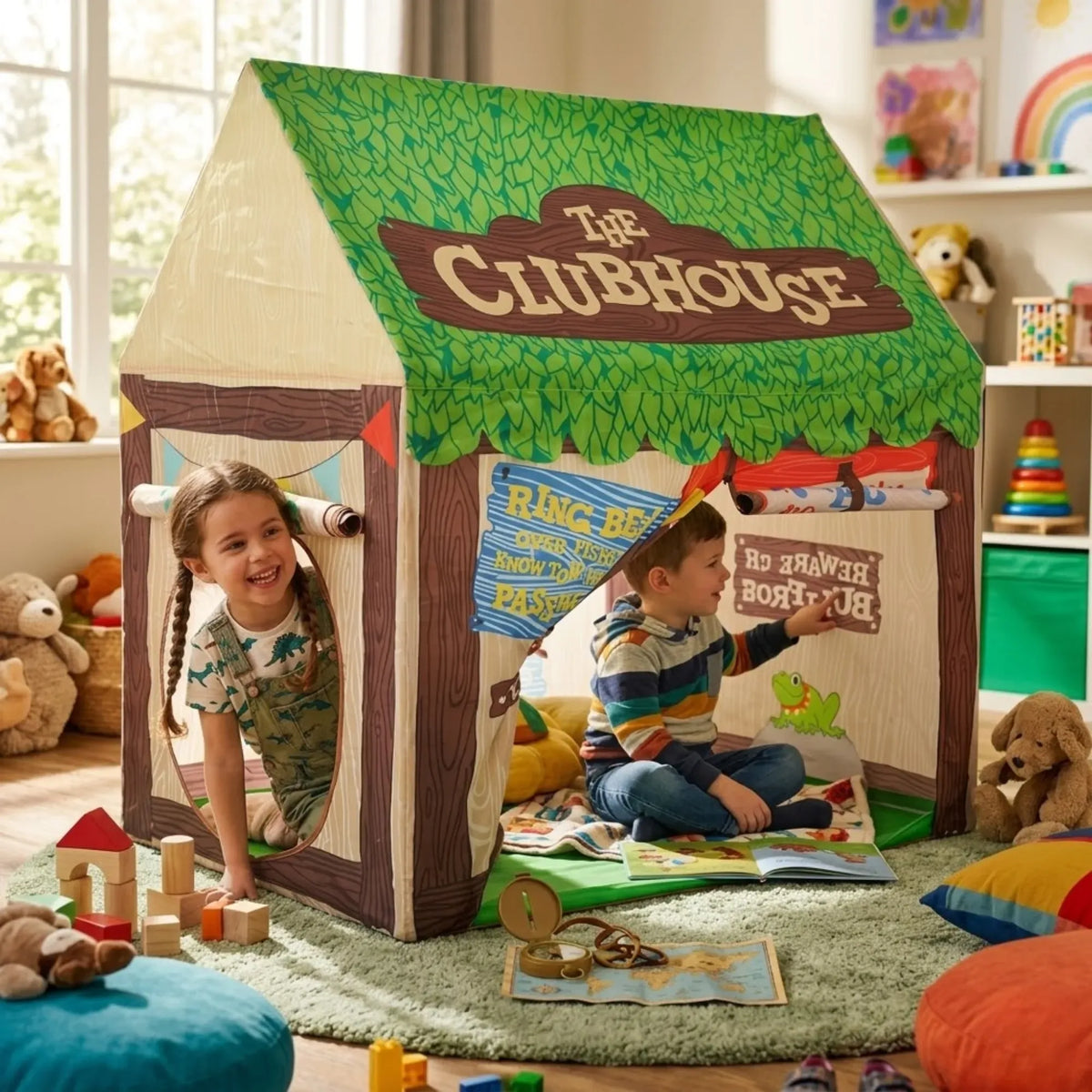 CARLA HOME Kids Clubhouse Play Tent - Green - Outdoor Play Equipment Play Tents & Tunnels