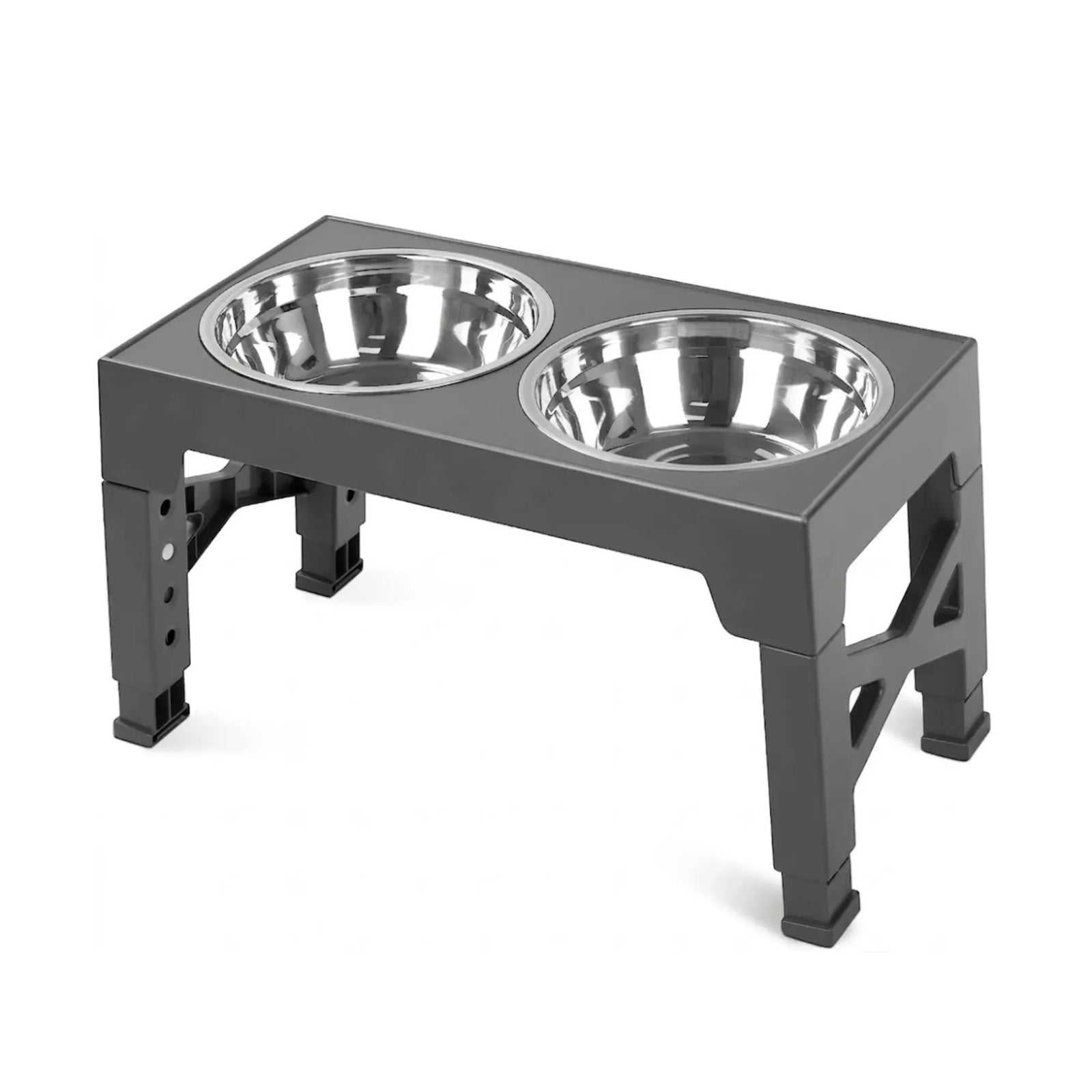 CARLA HOME Raised Dog Bowl Stand - 4 - Height Adjustable - Black - Pet Feeder - Metal