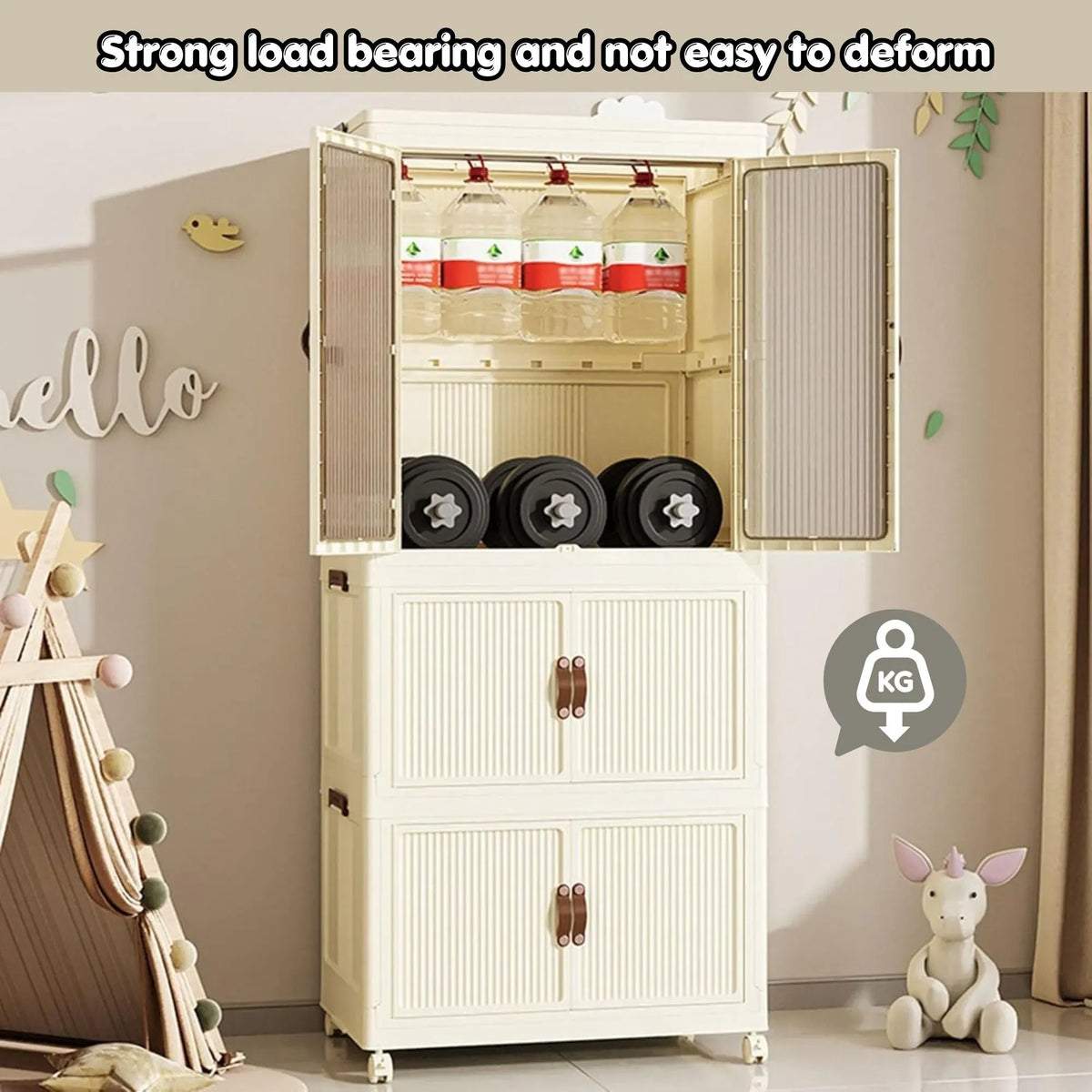 CARLA HOME 3 - Tier Foldable Wardrobe Cabinet - White - Plastic - Clothe Storage