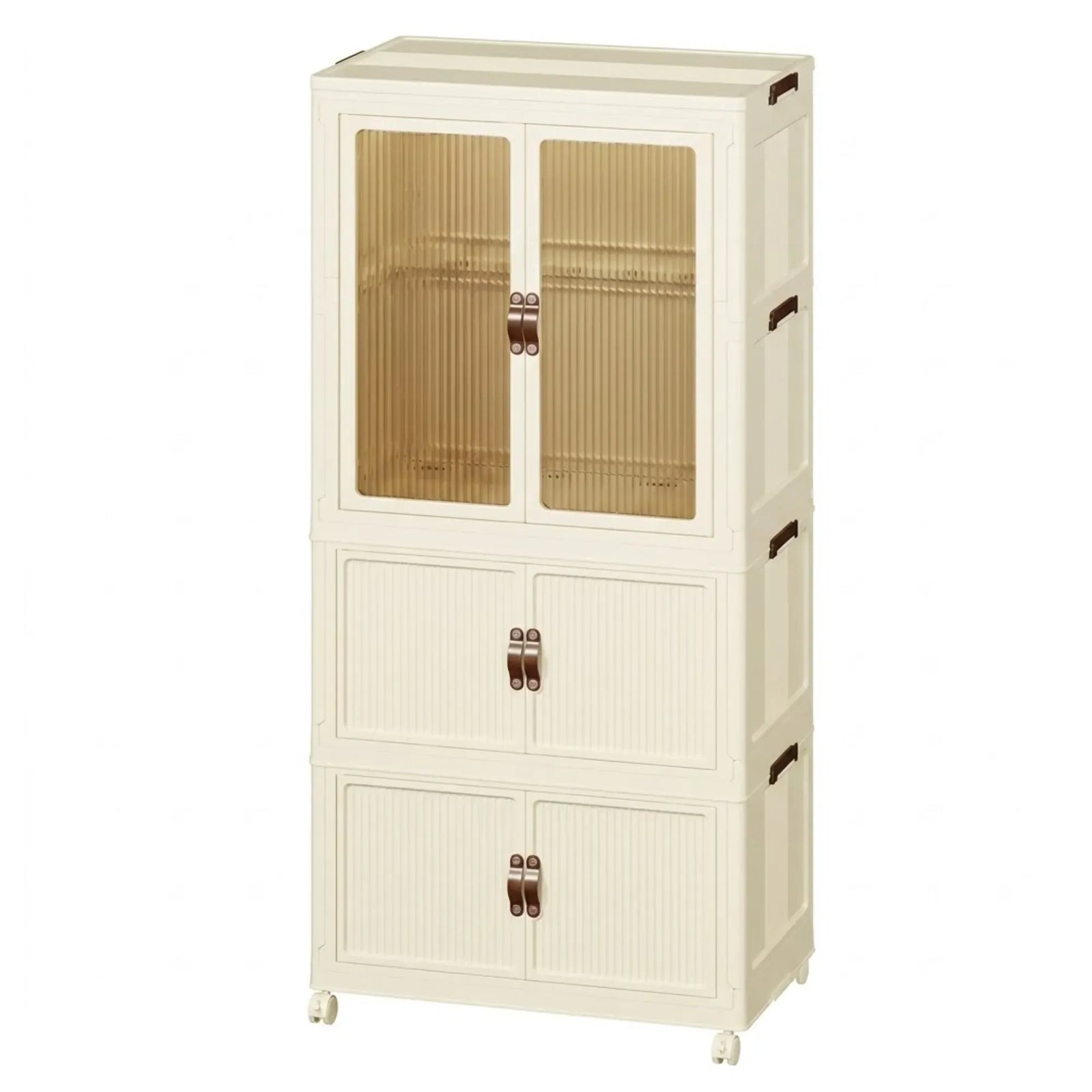 CARLA HOME 3 - Tier Foldable Wardrobe Cabinet - White - Plastic - Clothe Storage