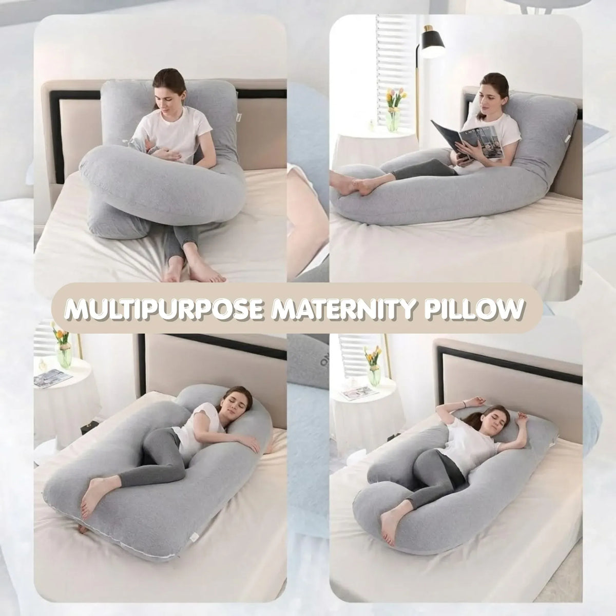 CARLA HOME U Shape Pregnancy Pillow Full Body Support - Green - Polyester - Full Body Pillow