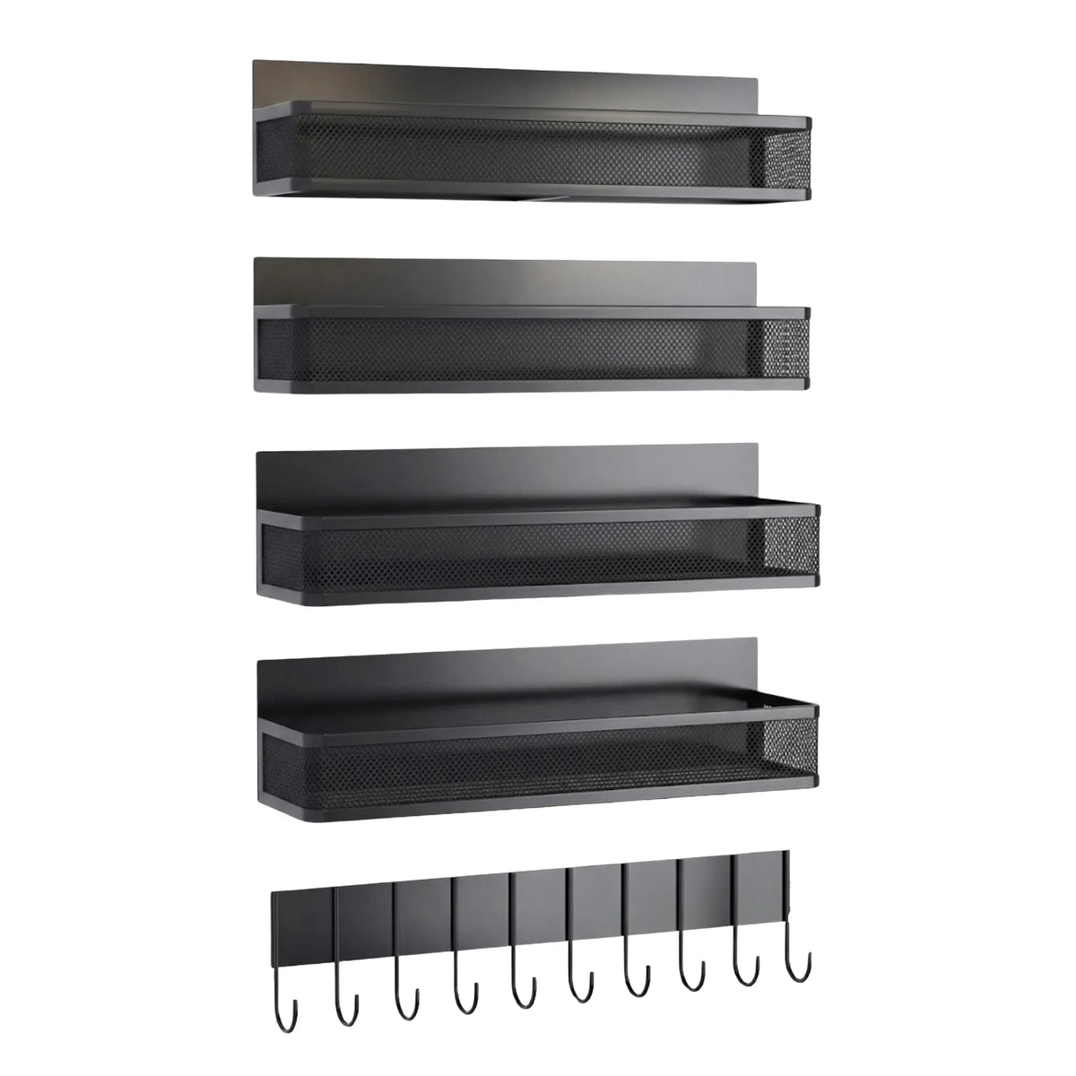 CARLA HOME 5 Pack Magnetic Spice Rack for Fridge Kitchen with Hook Bar