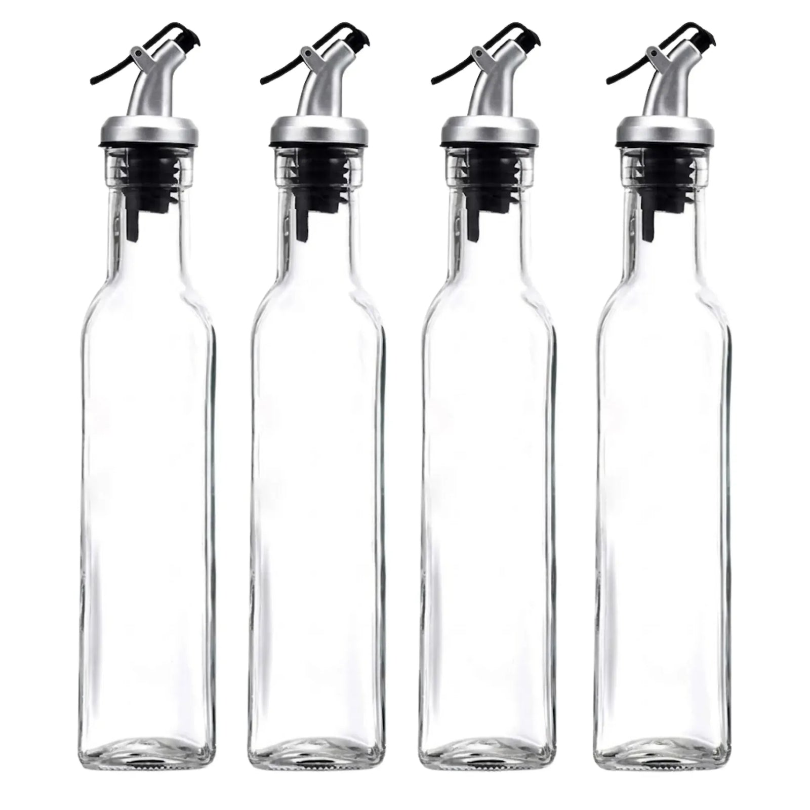 CARLA HOME 4 Pack Glass Oil Dispenser Bottle 500ml Transparent Kitchen