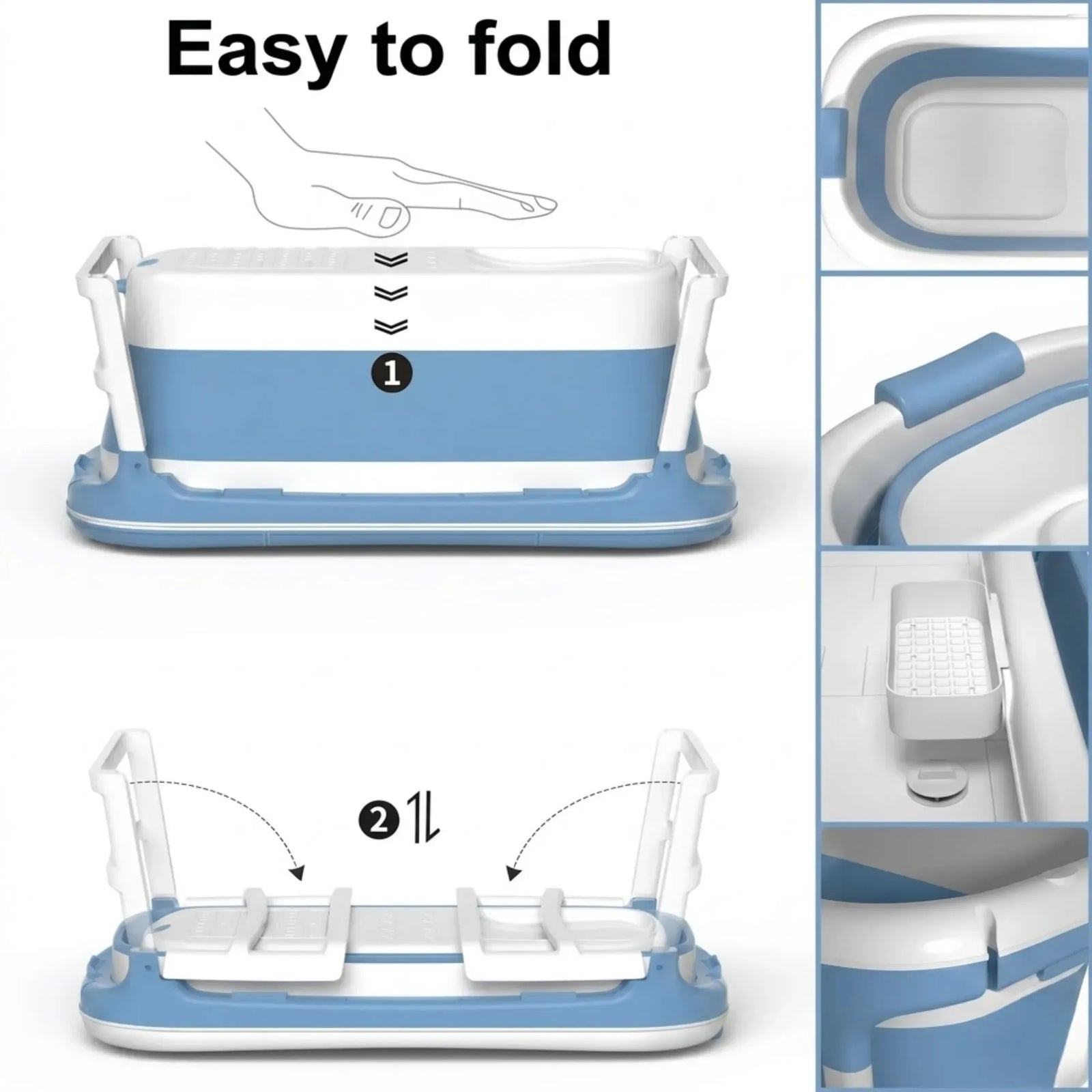 CARLA HOME Foldable Baby Bath Tub with Collapsible Toddler - Blue