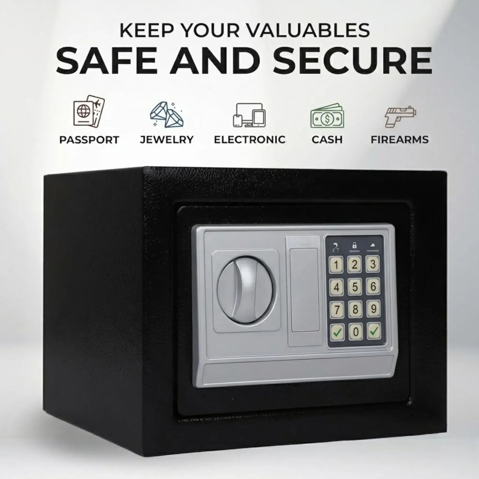 CARLA HOME Electronic Safe Box - Money Safe with Deposit Slot - Black - Cash Locker