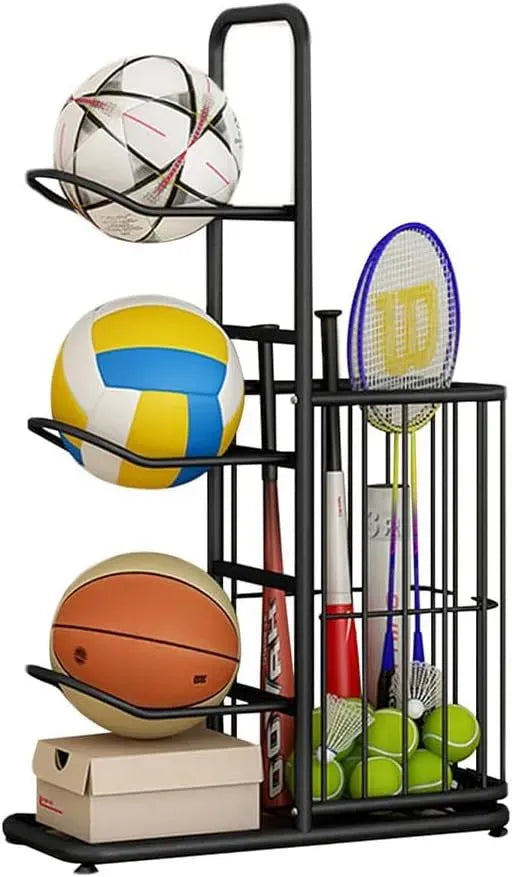 CARLA HOME Ball Storage Rack - 3-Tier Sports Organiser