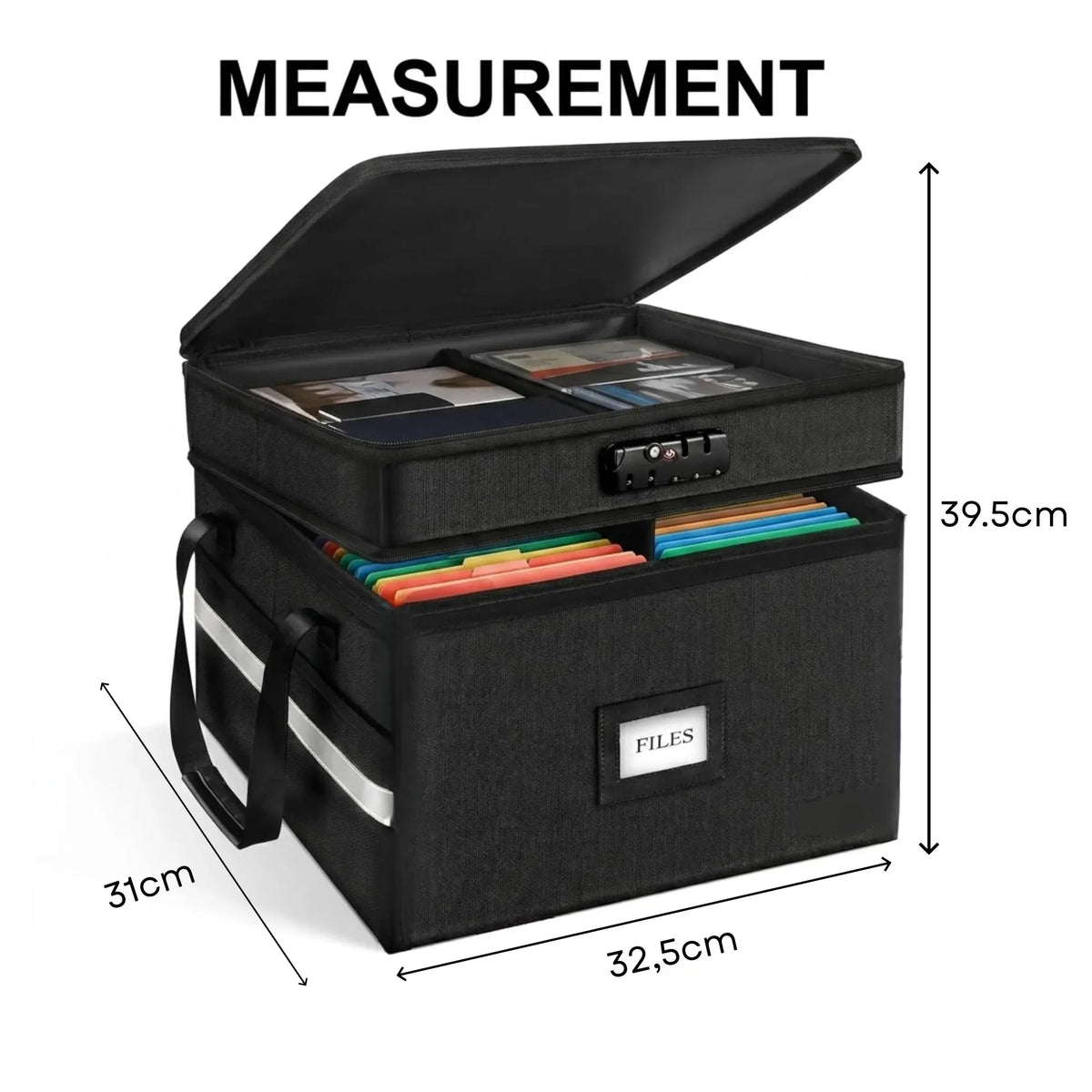 CARLA HOME Fireproof Document Box with Lock - Fabric - Office - Fireproof Document Safe