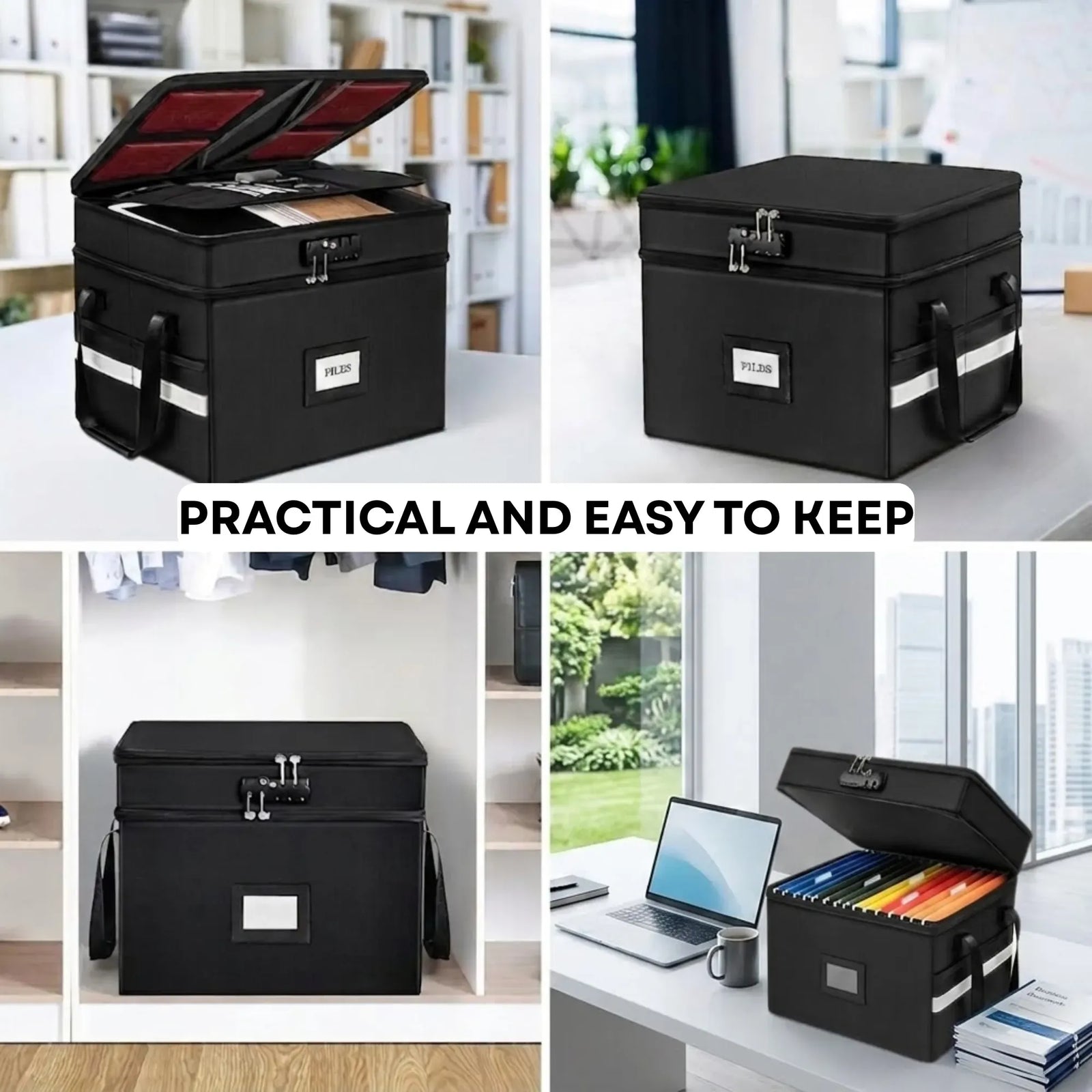 CARLA HOME Fireproof Document Box with Lock - Fabric - Office - Fireproof Document Safe