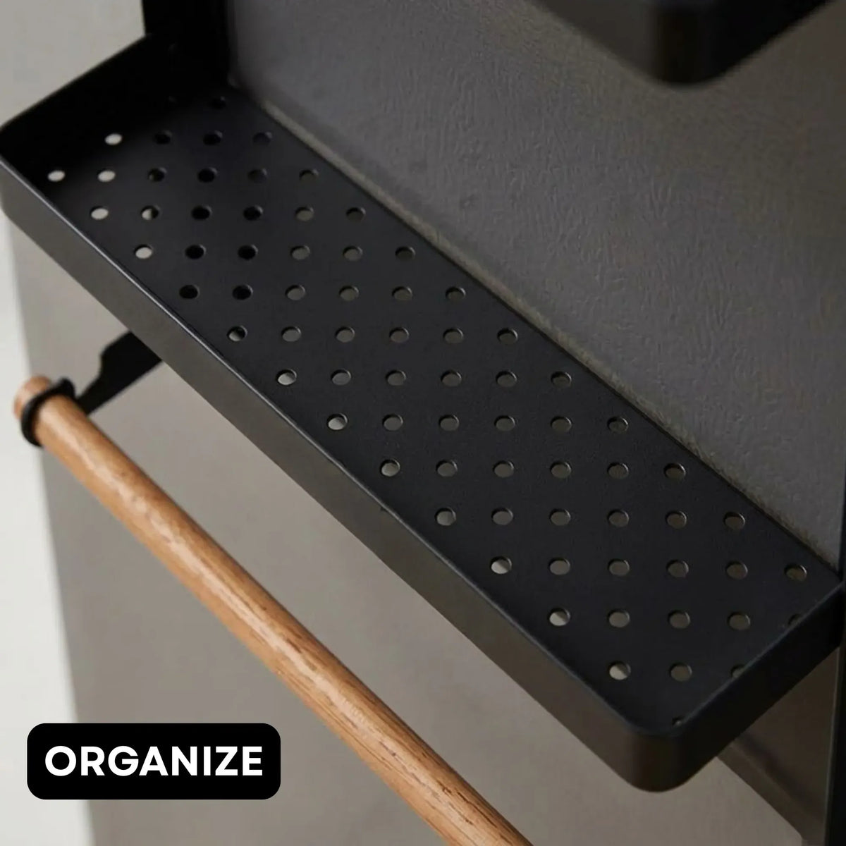 CARLA HOME Magnetic Refrigerator Spice Rack - 2 Tier Fridge Organiser - Black