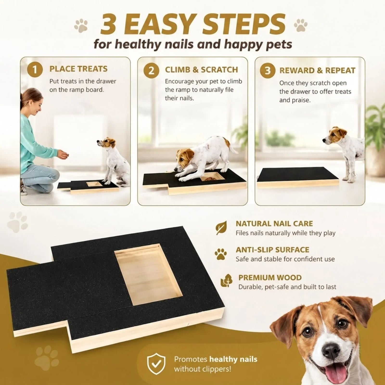 CARLA HOME Dog Nail Scratch Board with Snack Box Sandpaper Puppy Nail Pet