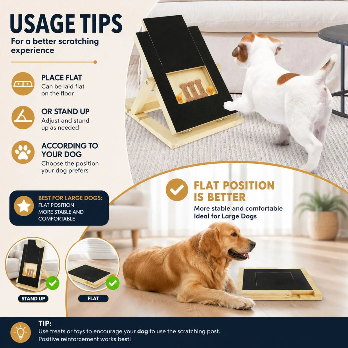 CARLA HOME Dog Nail Scratch Board with Snack Box, Height Adjustable Puppy Nail Pet