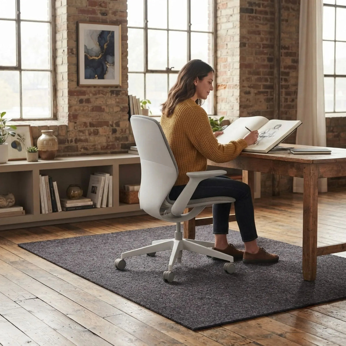 CARLA HOME Office Chair Mat Hard Floor Protector, 120x90 cm, Anti-Slip, Grey